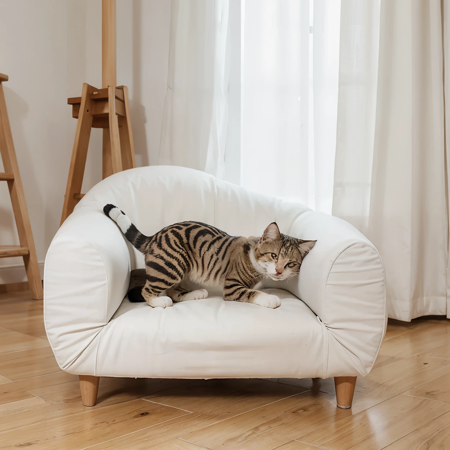 Gato gris con patas blancas
