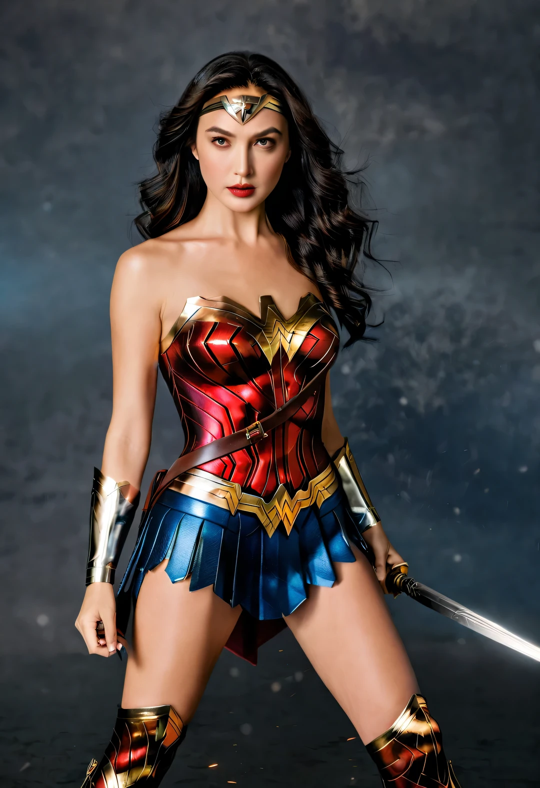 brutalist,Stylish photography style, wonder woman, Beautiful detailed