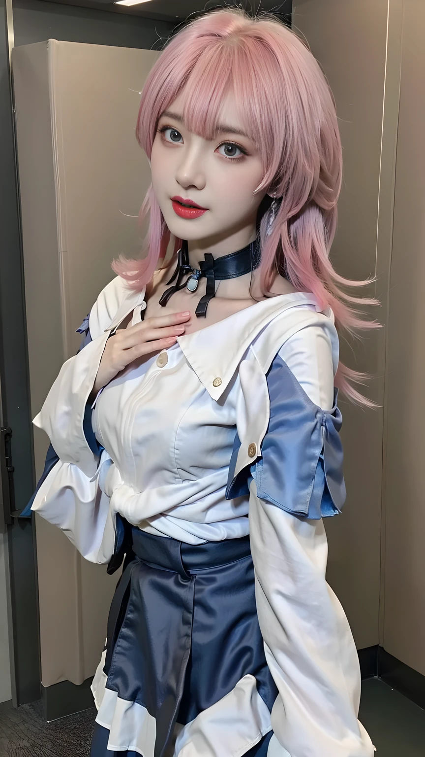 Woman with Pink Hair and Dress Pose, Anime Girl RPG, Guweiz, Realistic Anime Girl Rendering, RPG, Anime RPG, Sakura Haruno, Anime Girl in Real Life, Ki no Sakura, 3D Rendered Character Art 8 K, Ultra Realistic Anime, Pink Two-tailed Hair and Cyan Eyes, April Render (8k, RAW photo, best quality, masterpiece:1.2), (realistic, photo-realistic: 1.37), 1girl, solo, good-looking hands, pink hair, blue eyes, braids, blunt bangs,