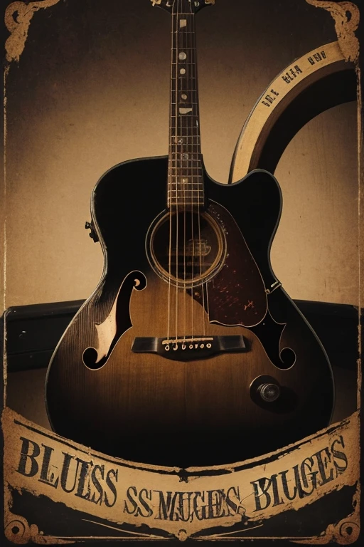 I need a logo for a blues music group that includes the name Blues Smugglers and has a vintage style with sepia colors but not too dark and well-defined contrasts for posters and the website. I don't want any human figure to appear in the logo.
