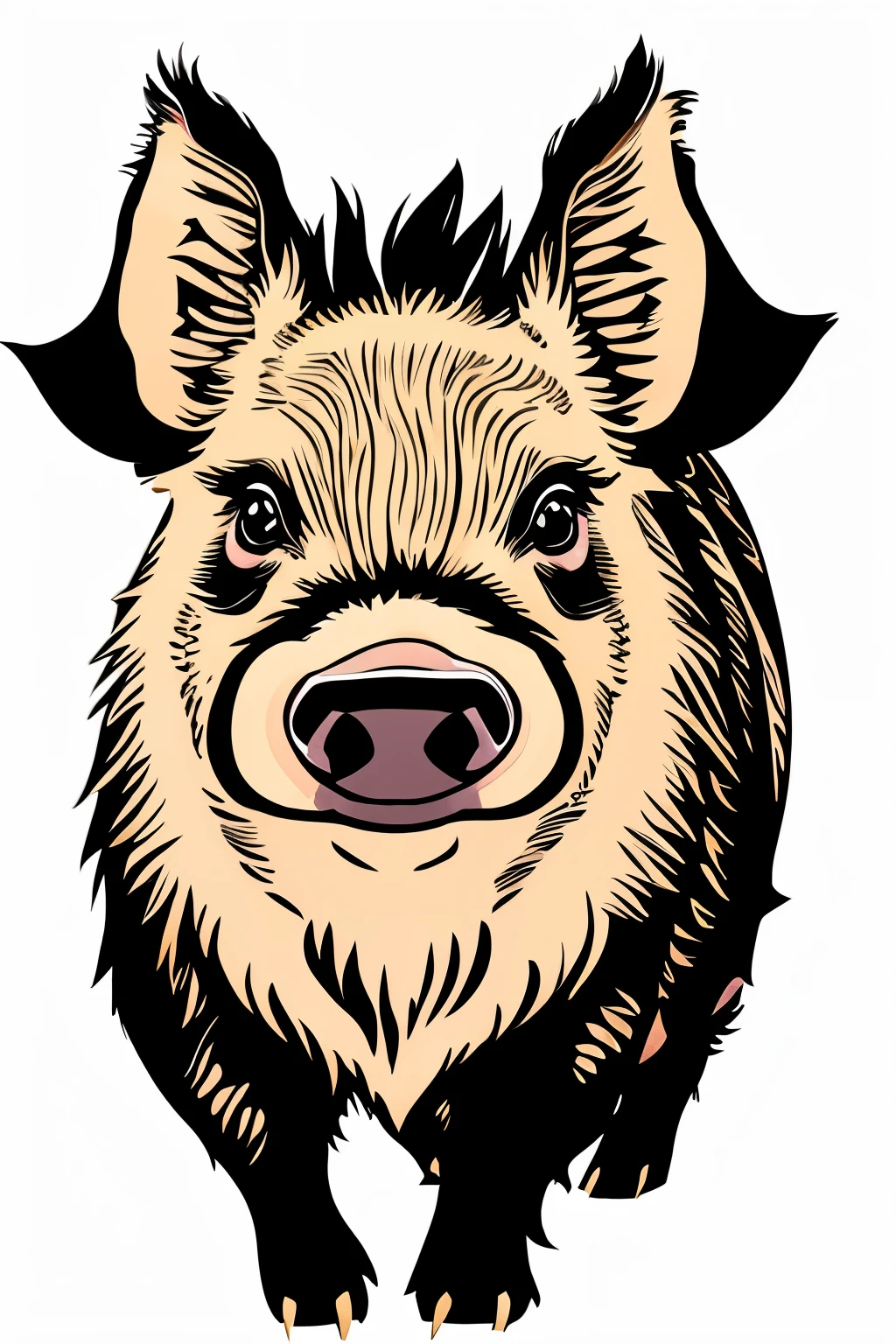 Illustration anime style cute boar