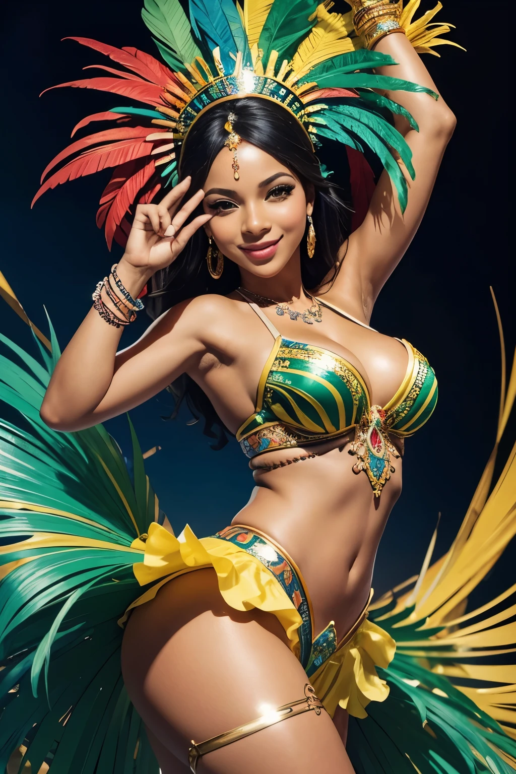 Capture the essence of Rio de Janeiro with Serena Luna at Samba Eclipse. Picture her in a dynamic samba pose, surrounded by the vivacious colors and carnival energy that define Rio's spirit. 🇧🇷🎶 #SambaFever #RioDanceMagic #SerenaLuna"