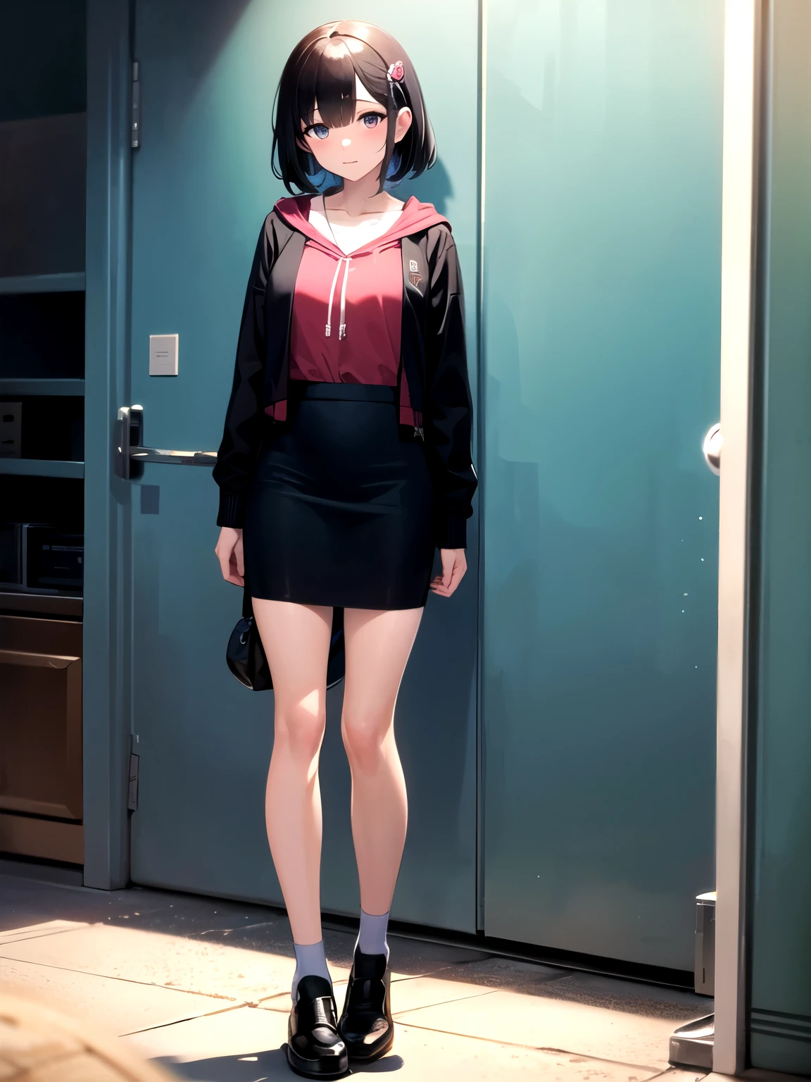 full_body!!, nooks of the eye, nerd girl, eyes are hidden,