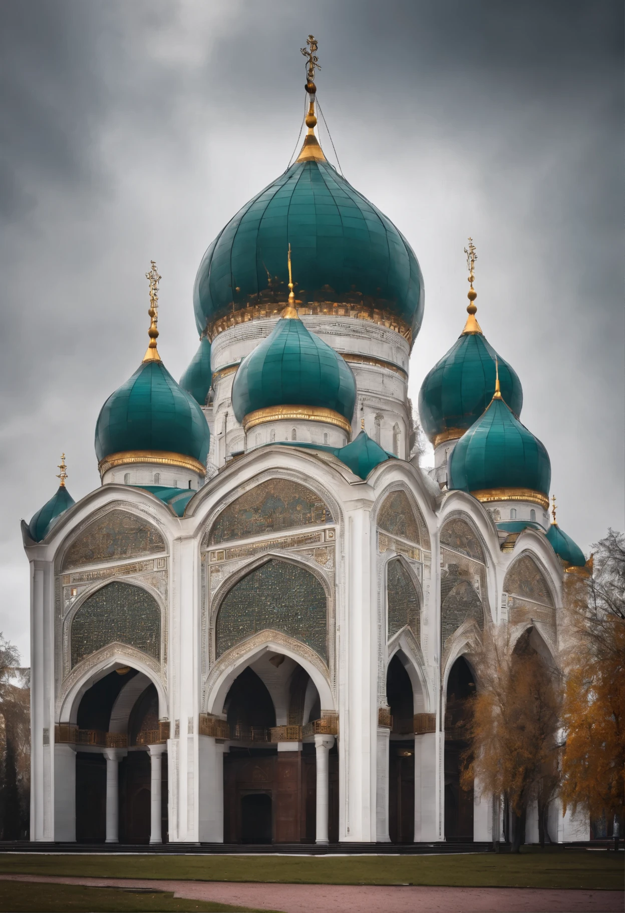 Cathedral Mosque in Cathedral Square, Moscow, full frontal view, realistic, 32k.