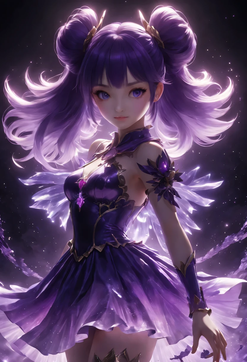 "Create hyper-verbose, best quality, High resolution masterpiece，Depicts shadow elements and magical girls radiating purple energy" perfect shade, High quality shadows, lifelike,