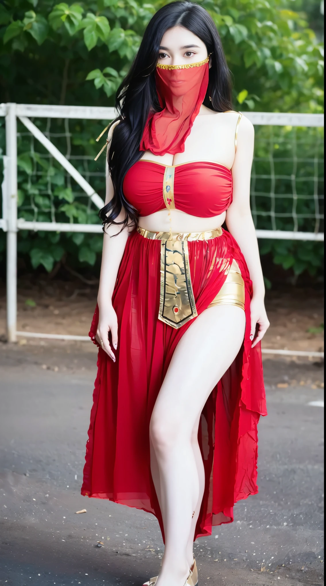 (realistic photo shot), (medium full body shot), (28 year old girl) at a volleyball court, red skirt, veil, beautiful detailed face, supermodel, pale skin, brunette, detailed chignon hair,  (realistic glistening skin:1.2), skindentation, thick thighs, ((sexy pose))  masterpiece, best quality, high resolution scan, (photo by Canon 5d, 50mm ZEISS lens), hourglass proportions, (8k uhd, hdr, dof), (professionally color graded), sharp focus, natural lighting, <lyco:GoodHands-beta2:1.0> <lora:add_detail:0.2>  <lora:reddance-18:0.8>