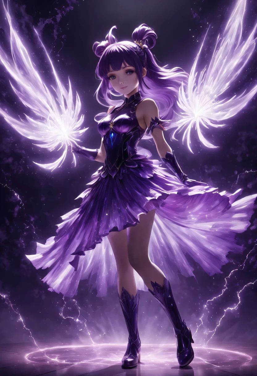 "Create hyper-verbose, best quality, High resolution masterpiece，Depicts shadow elements and magical girls radiating purple energy" perfect shade, High quality shadows, lifelike,