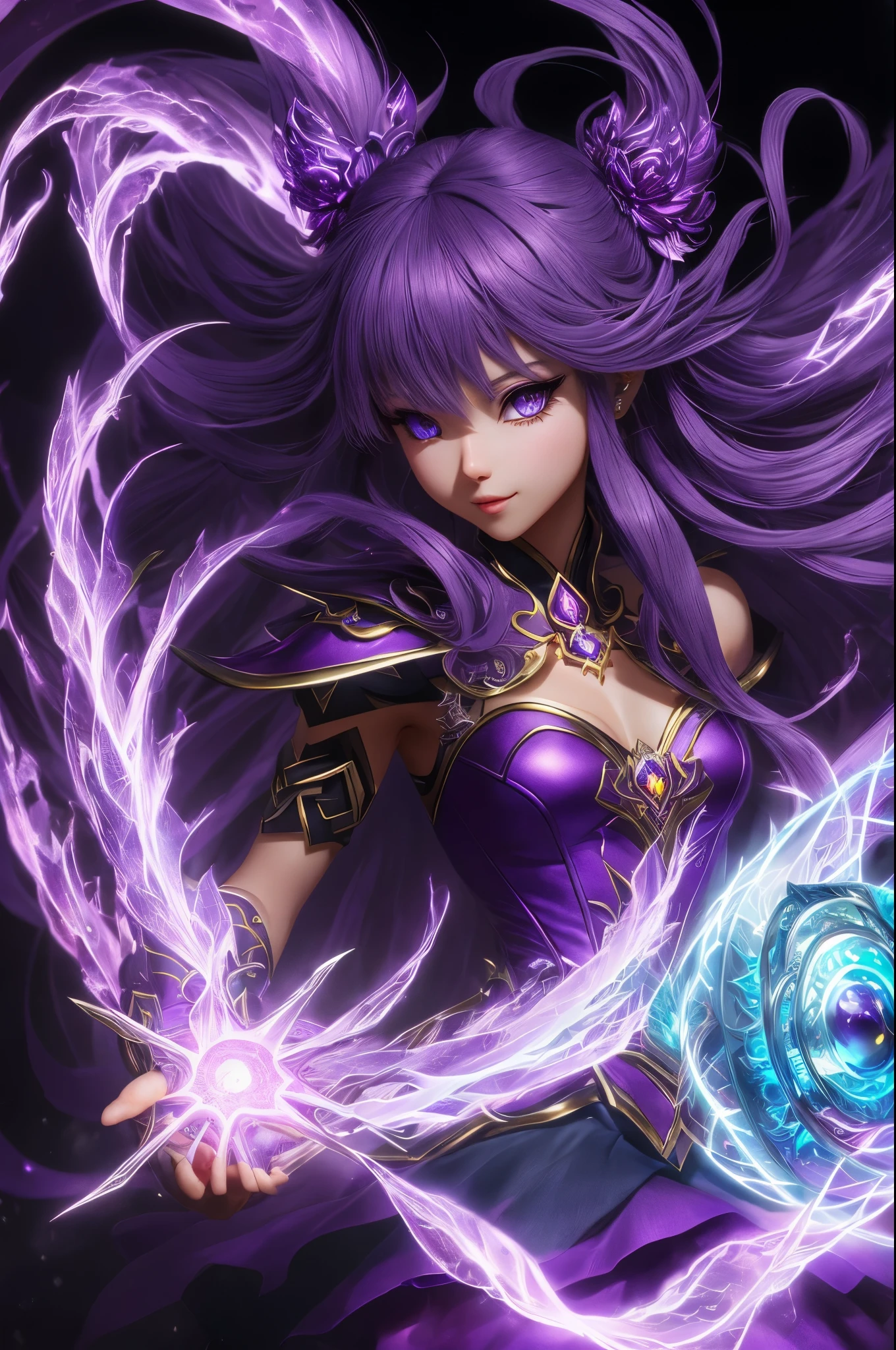 Magic plants， Magical girlfrom the abyss, Magical girl,Blood-red vines stare at the dead souls，charm，，Fear，(Wrapped purple magic lightning:1.5), epic magic power, vines sparkling, Strong current, epic thunderstorm, Strong visual impact, Surrealism, crazy, whimsical, Octagon rendering, complicated,