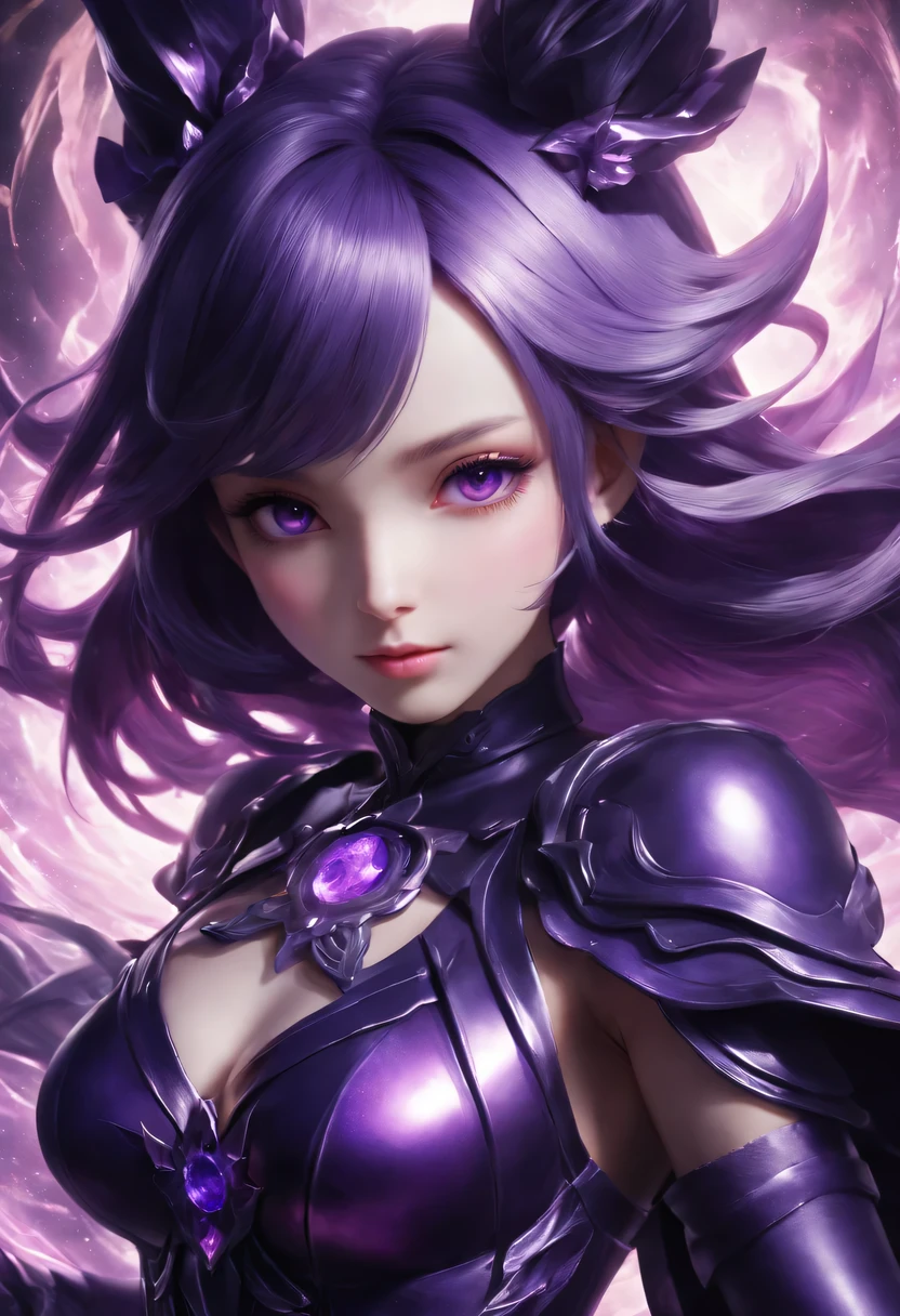 "Create hyper-verbose, best quality, High resolution masterpiece，Depicts shadow elements and magical girls radiating purple energy" perfect shade, High quality shadows, lifelike,