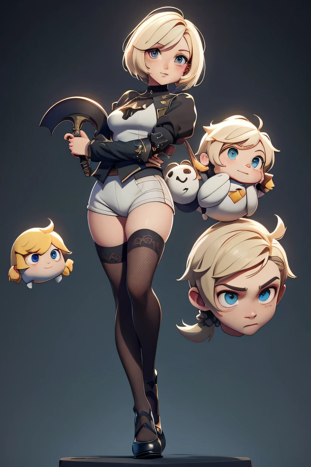 Mini nier automata, (nier automata), solo, ray tracing, Estilo 3D, 3DMM, ((oses por foto)), ((oses em cada foto)), corpo inteiro,(Front view),(Emisão Costas), (Emist on the left), mostrar barriga lisa, (((oses por foto))),(seios muito grandearriga perfeita, olhos perfeitos e simetricos, (perfect handuturistic sword in hand)), ((cabelos curto)),((Roupas de bruxo abertas)),roupa branca com bordas texturizadas, pele clara, luemas detalhadas, White thigh-high tights with trim, emestido aberto em "em", cintura fina, pernas grande, low water, Show legs to the top of the waist, (tecido partido caindo sobre as pernas),((top aberto)),pele ultra realista, olhos realistas humano,pele ultra realista,((blusa listrada)),traje super sensual,(faixas em torno dos seios), colorida,top com babados,(pubis com muito volume),(extremamente sensual),(very sensual)