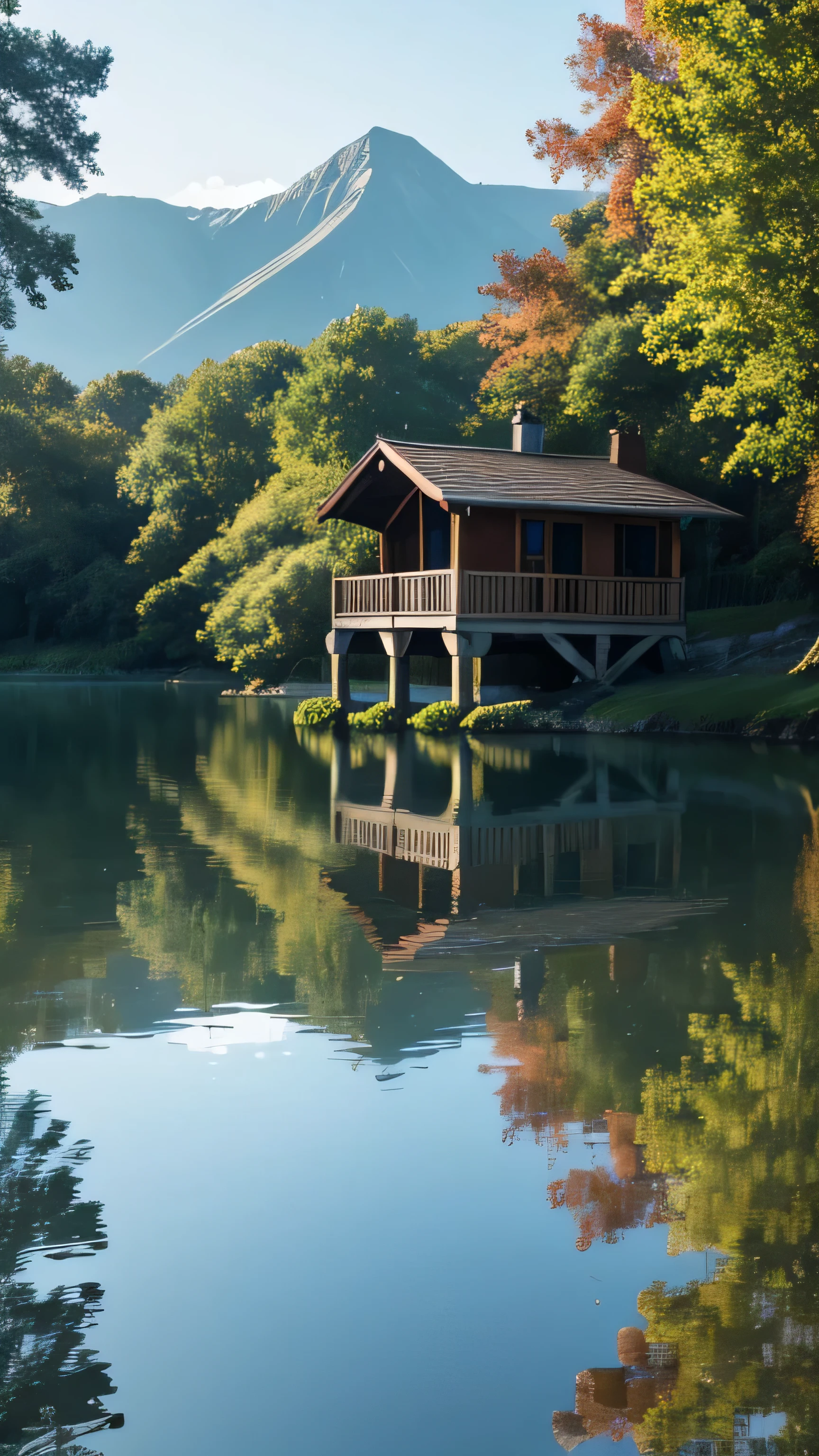 A small boat house on the lake