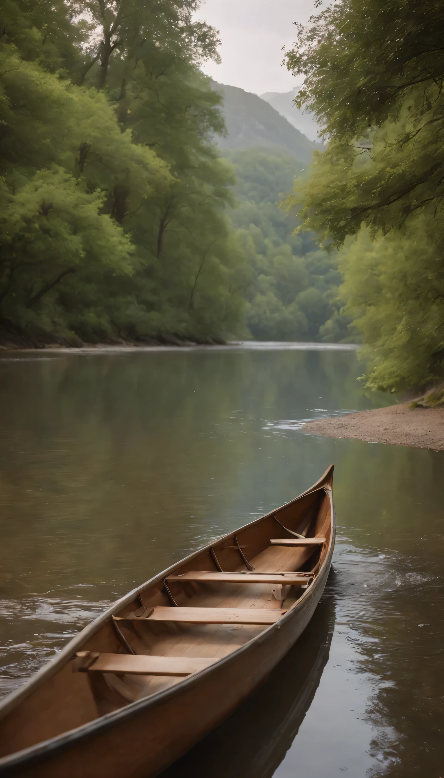 (Highly detailed CG Unity 8K wallpaper、masterpiece、highest quality、Super detailed)、(best lighting、best shadow、very delicate and beautiful)highest quality、8K、Detailed facial depiction、masterpiece、highest quality、clear image quality、Photo of a canoe crossing an old bridge