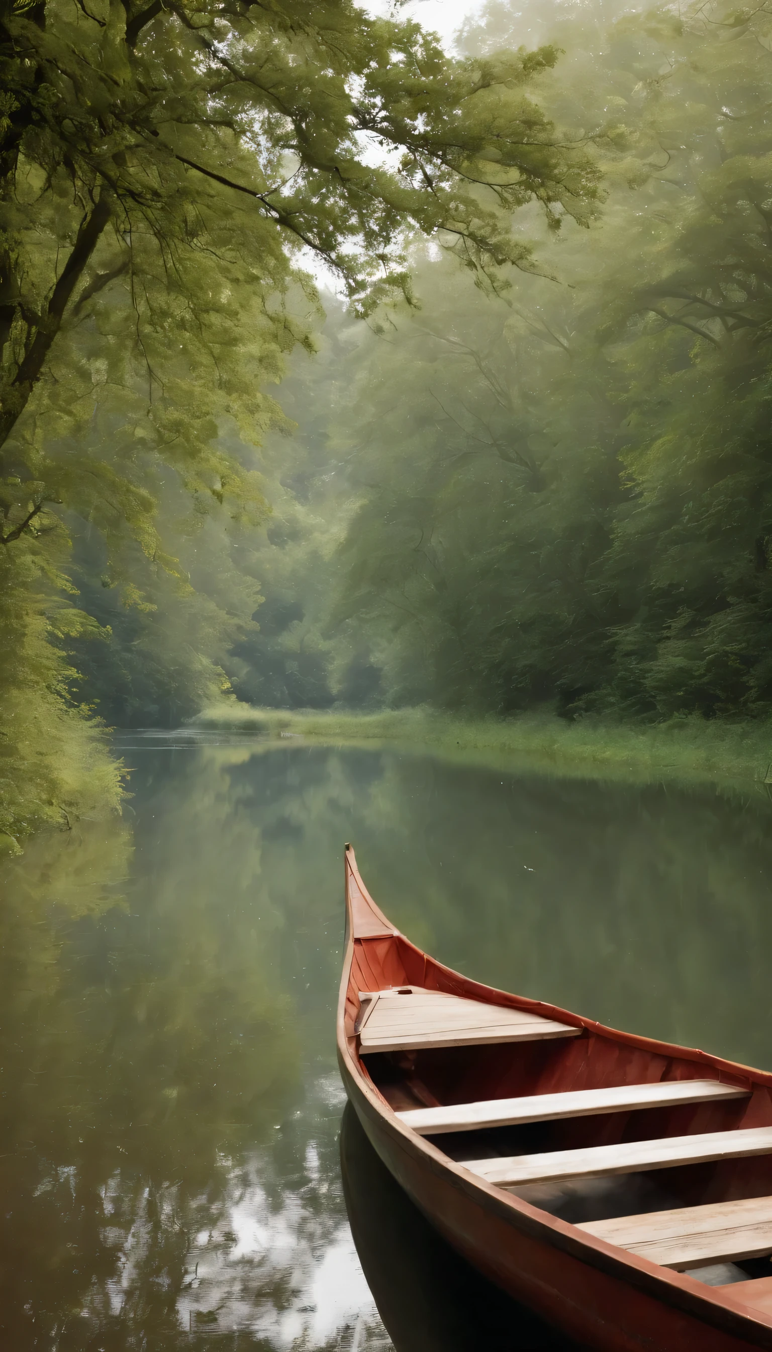 (Highly detailed CG Unity 8K wallpaper、masterpiece、highest quality、Super detailed)、(best lighting、best shadow、very delicate and beautiful)highest quality、8K、Detailed facial depiction、masterpiece、highest quality、clear image quality、Photo of a canoe crossing an old bridge