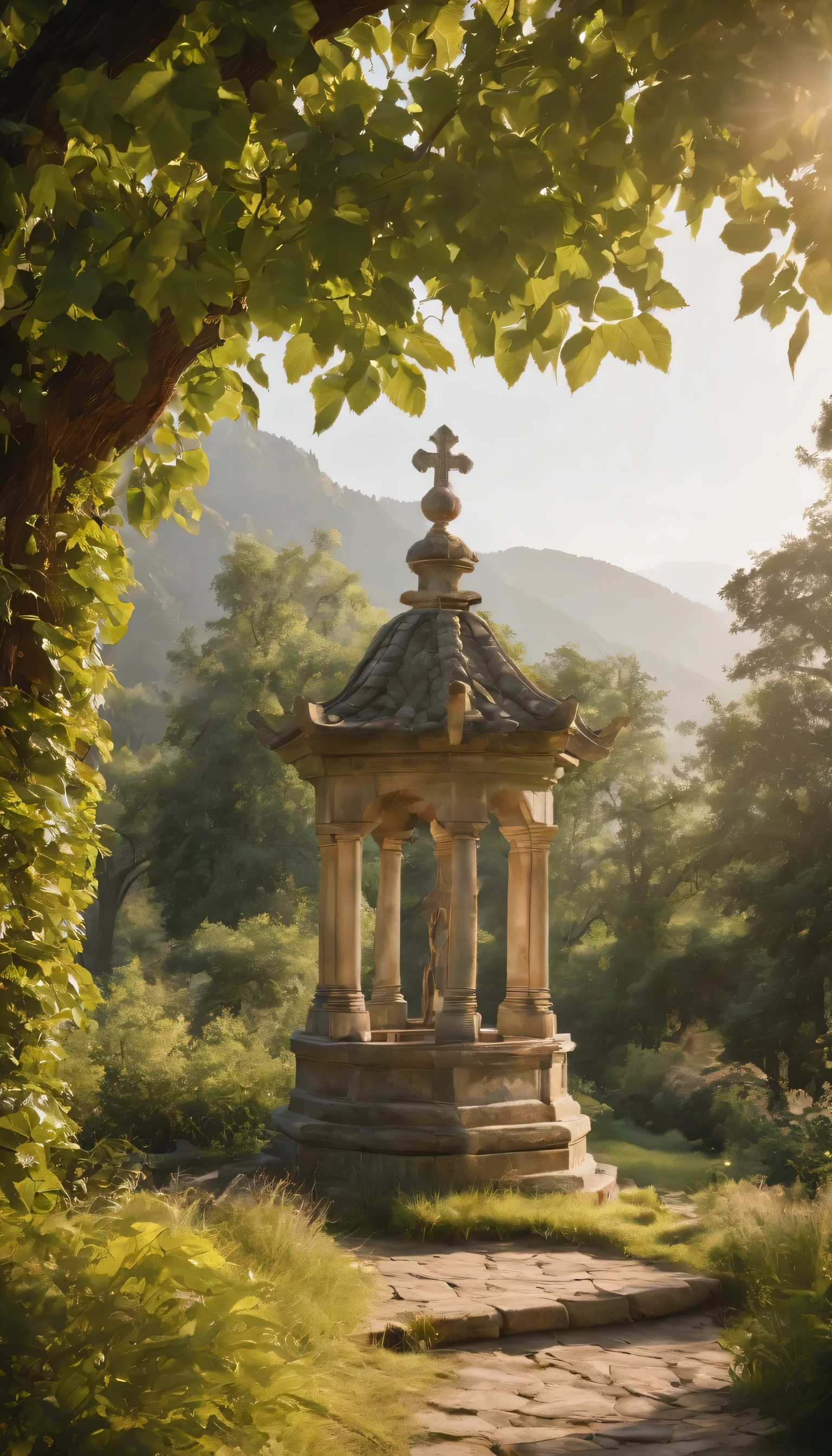 (Highly detailed CG Unity 8K wallpaper、masterpiece、highest quality、Super detailed)、(best lighting、best shadow、very delicate and beautiful)highest quality、8K、Detailed facial depiction、masterpiece、highest quality、clear image quality、Photos of the old well and the green world around it