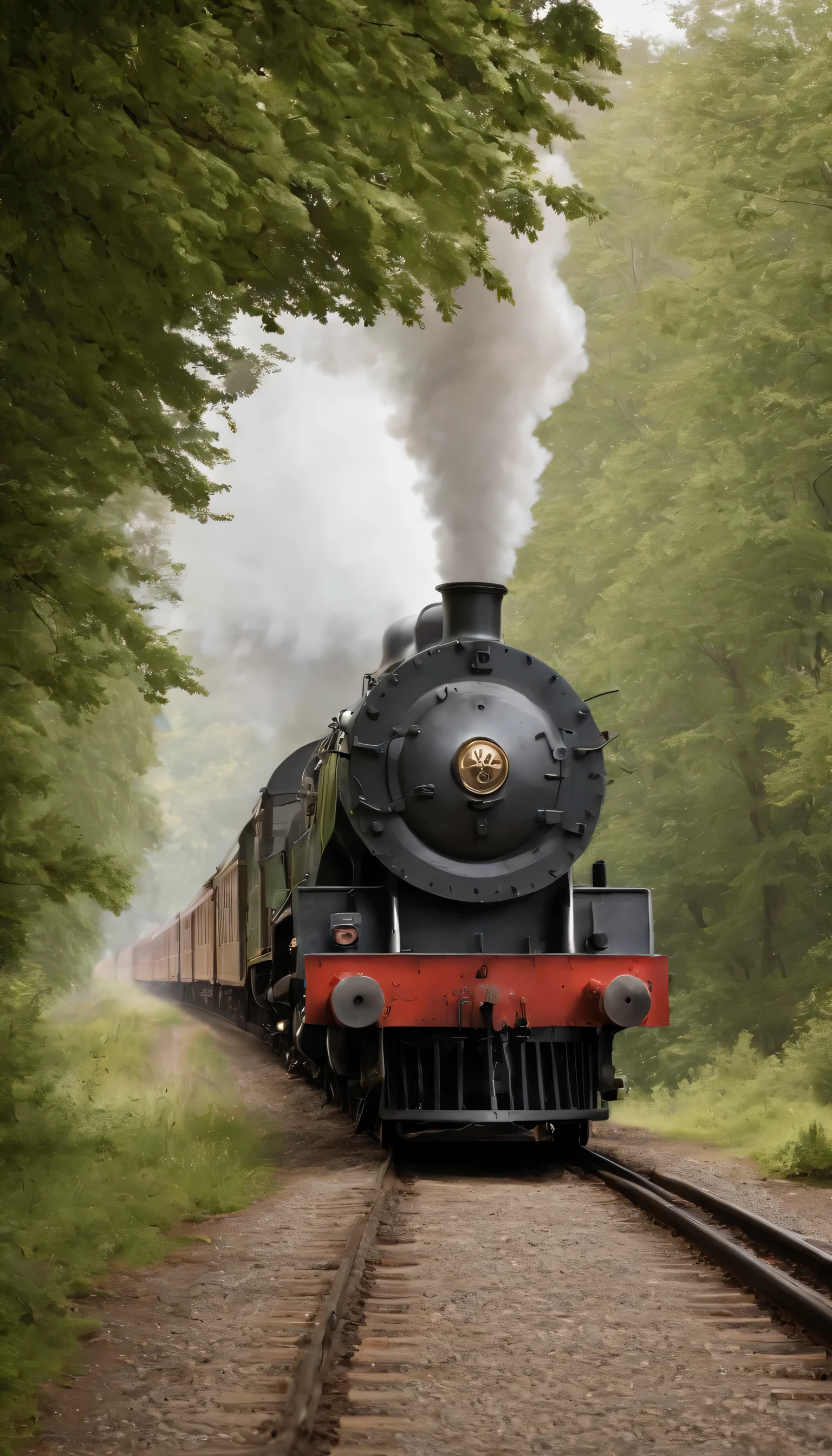 (Highly detailed CG Unity 8K wallpaper、masterpiece、highest quality、Super detailed)、(best lighting、best shadow、very delicate and beautiful)highest quality、8K、Detailed facial depiction、masterpiece、highest quality、clear image quality、Photo of a train waiting at a rural station and the station building