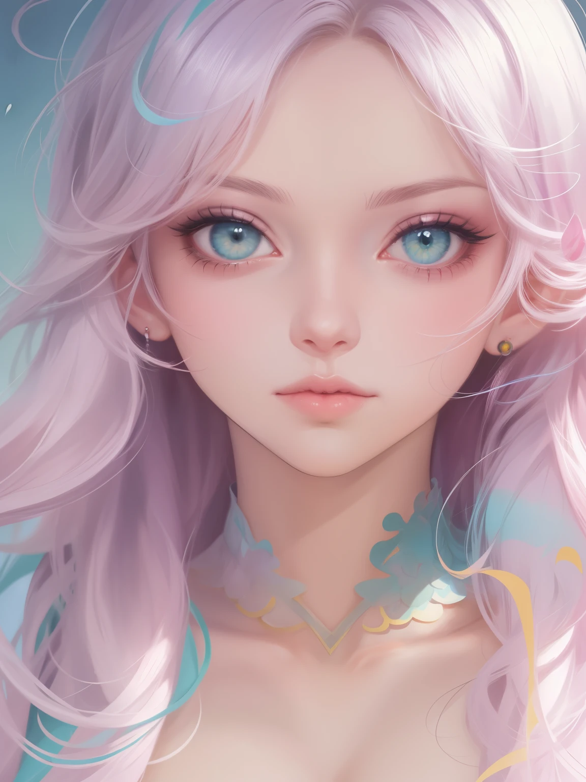 um close up de uma mulher com cabelo rosa e tatuagens, Retrato realista kawaii, obras de arte no estilo de guweiz, arte digital detalhada de anime, arte digital detalhada fofa, Arte detalhada de alta qualidade 8k, impressionante retrato de rosto de anime, inspirado em Yanjun Cheng, retrato detalhado de garota anime, estilo anime. 8k, retrato suave fotografado 8k