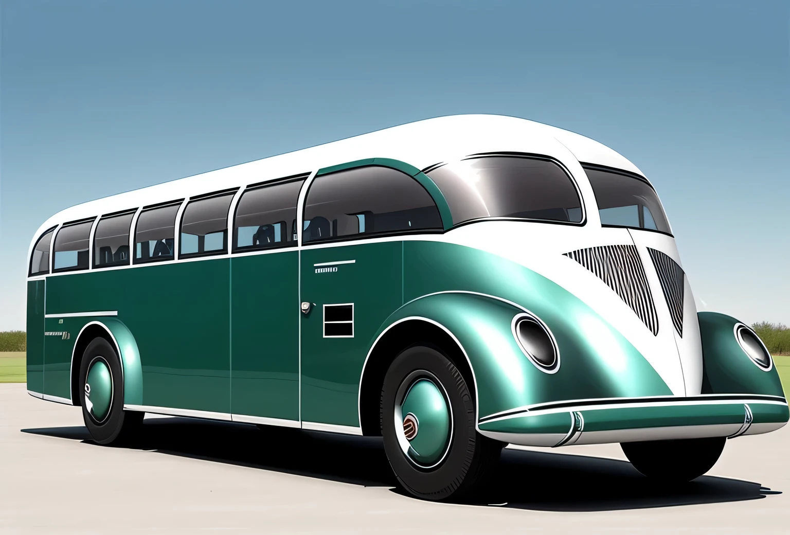 Aerodynamic futuristic concept bus, 1930s retro style