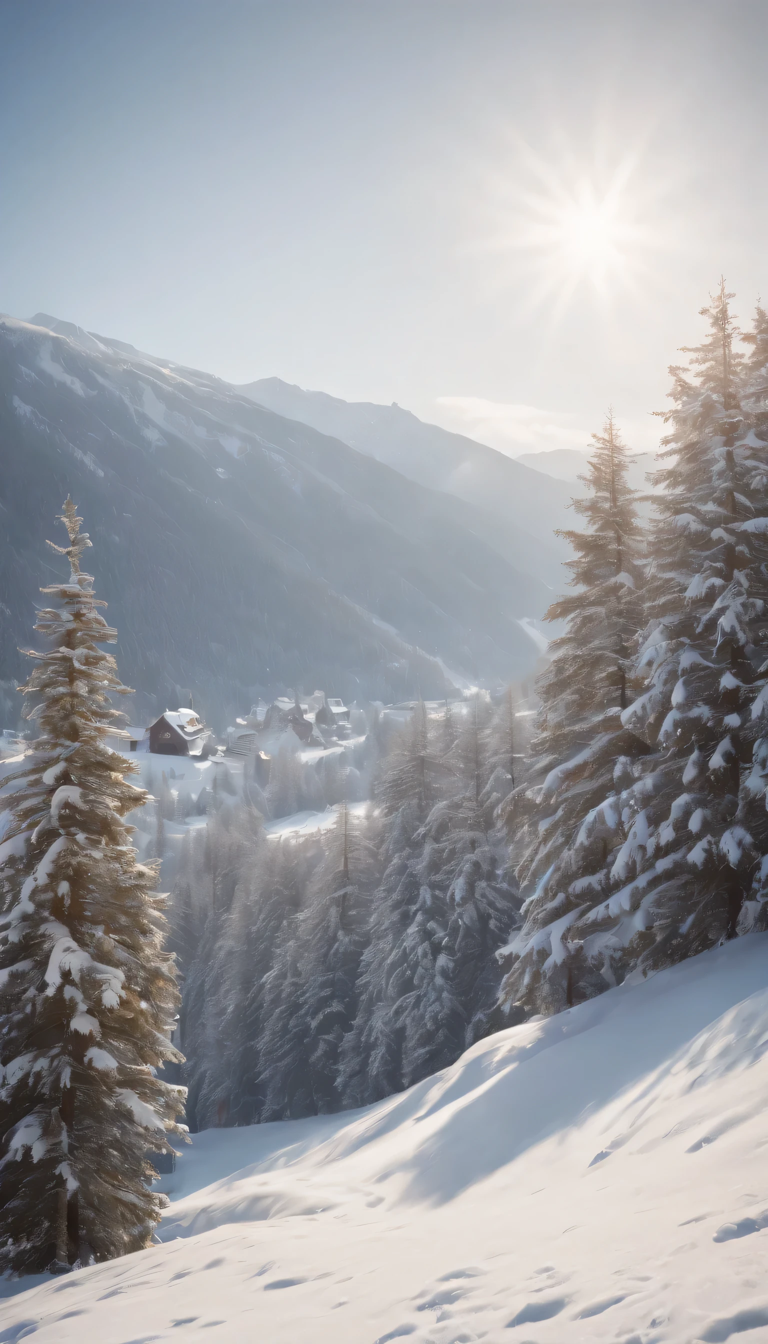 (Highly detailed CG Unity 8K wallpaper、masterpiece、highest quality、Super detailed)、(best lighting、best shadow、very delicate and beautiful)、highest quality、8K、Detailed facial depiction、masterpiece、highest quality、clear image quality、Photo of snowy scenery seen from the window