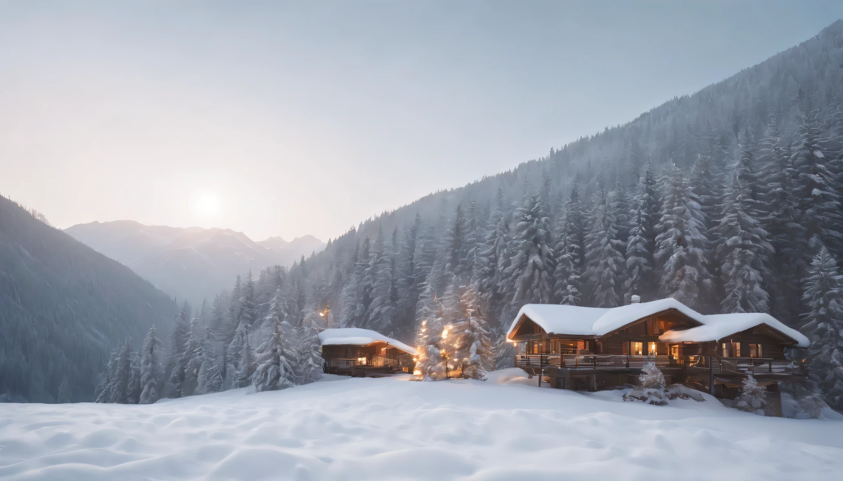 (Highly detailed CG Unity 8K wallpaper、masterpiece、highest quality、Super detailed)、(best lighting、best shadow、very delicate and beautiful)、highest quality、8K、Detailed facial depiction、masterpiece、highest quality、clear image quality、Photo of snowy scenery seen from the window