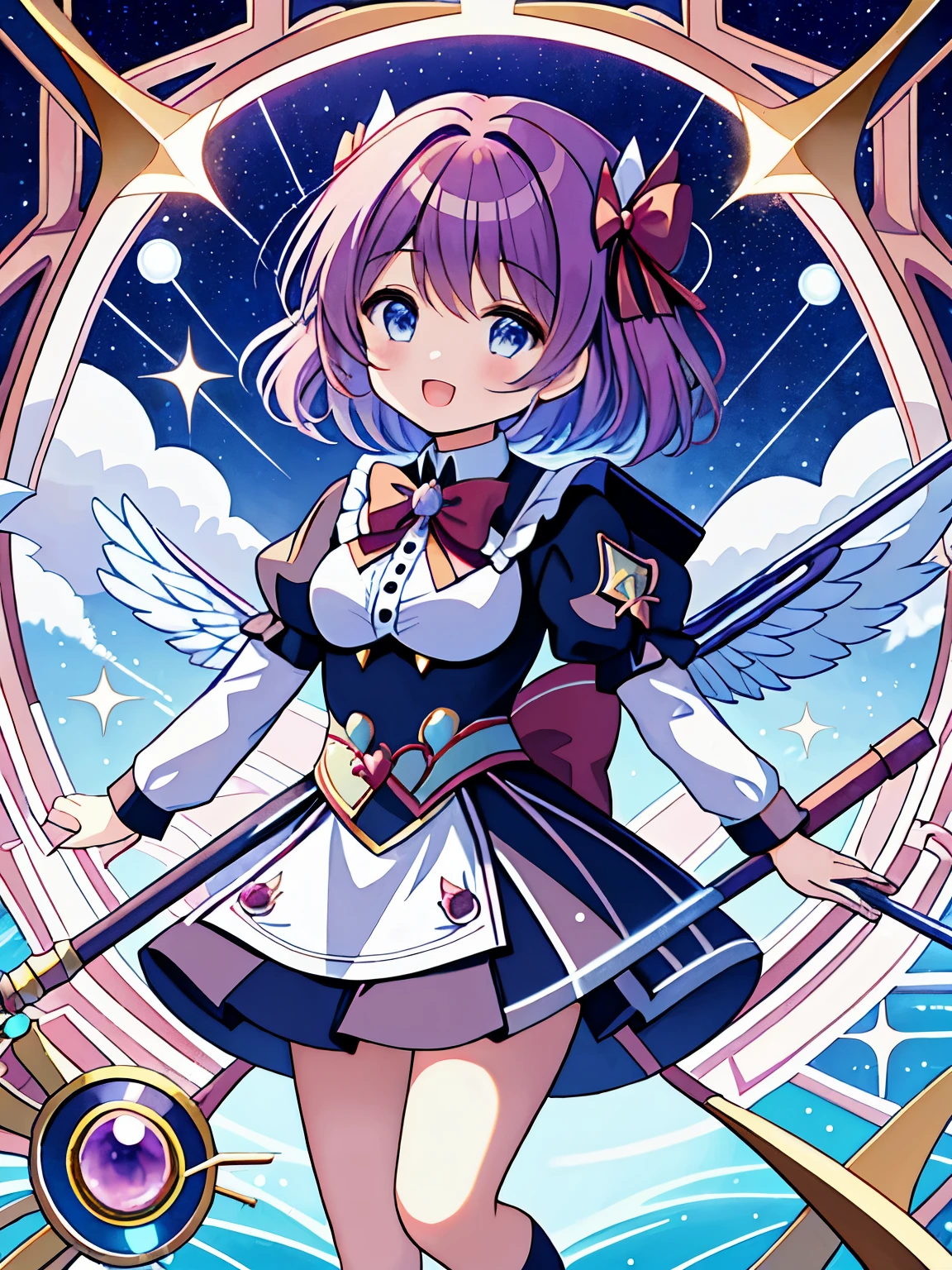 khd，Anime girl with a cane and a star cane in her hand, portrait of Magic girl, sparkling Magic girl, Magic , Card Captor Sakura, Clean and meticulous anime art, Magic girl anime mahou shojo, beautiful anime art style, cute anime girl portrait, carrying a Magic staff, zerochan art, nice art style, astral fairy, soft anime illustration