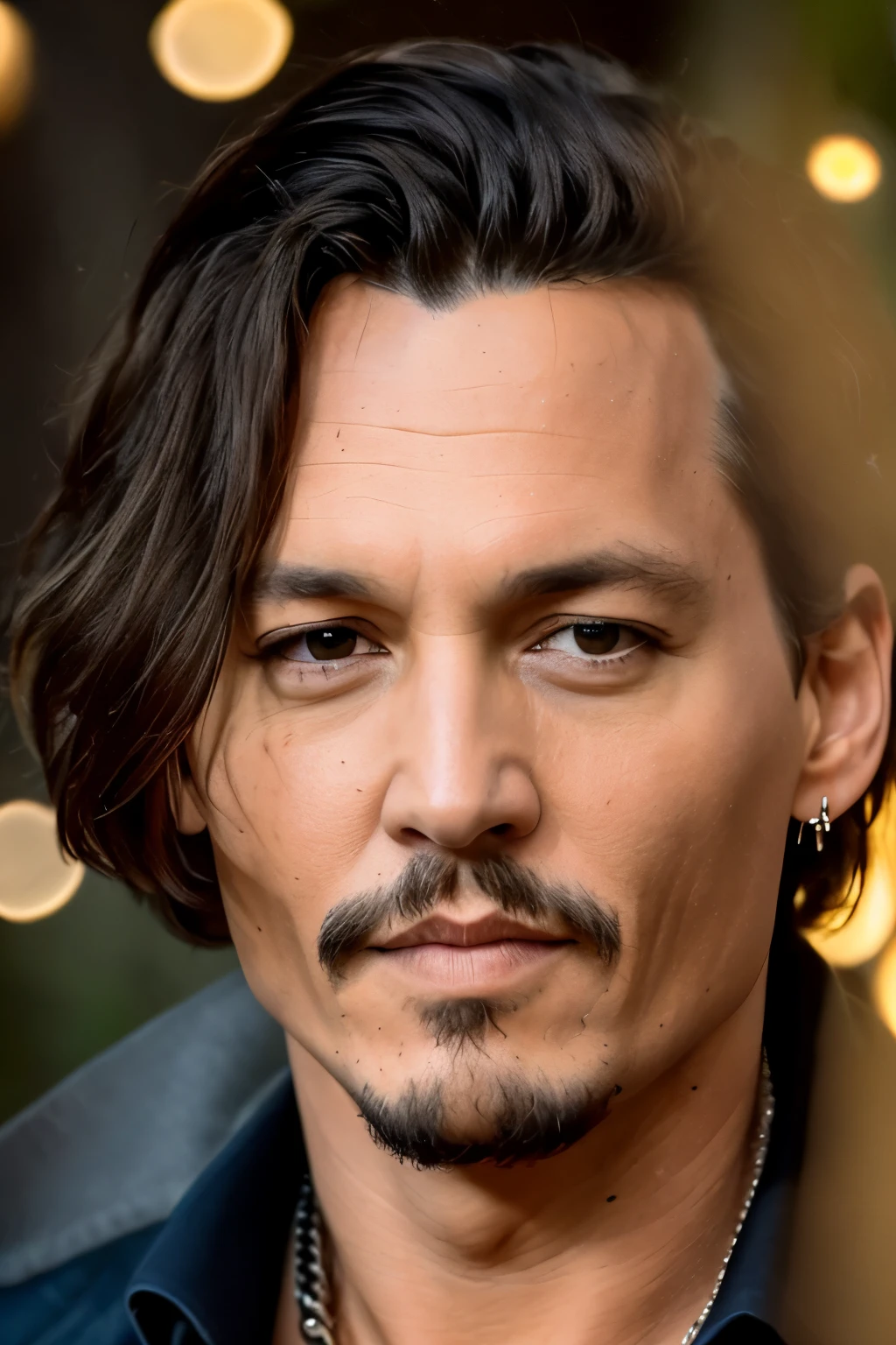 masterpiece, johnny depp walking through the jungle (night among fireflies), (high detail:1 1), rough face, natural skin, high quality, nsfw, beautiful eyes, (detailed face and eyes), (face: 1 2), noise, extra, real photo, PSD, lamp film photography, sharp focus, contrast lighting, detailed skin, high resolution 8k, crazy detail, realistic, professional photography, 8k UHD, SLR camera, soft lighting, high quality, film grain, Fujifilm XT3