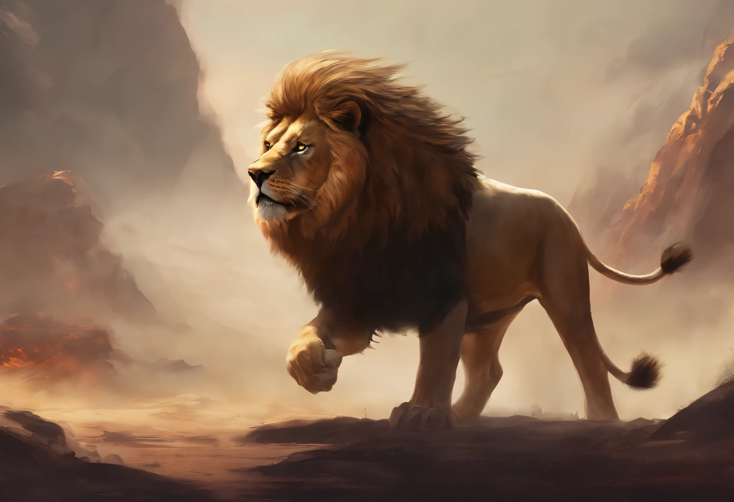 lion with angry face about to attack