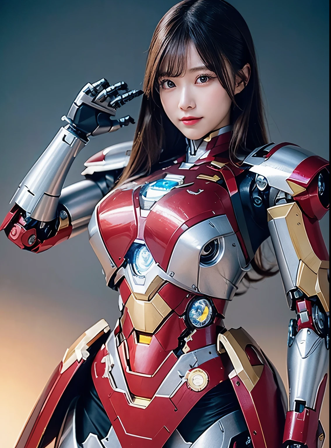  Super detailed, advanced details, high quality, 最high quality, High resolution, 1080P, hard disk, beautiful,(Iron Girl),beautifulサイボーグの女性,Mecha cyborg girl,battle mode,Mecha body girl,She wears an Iron Man mech