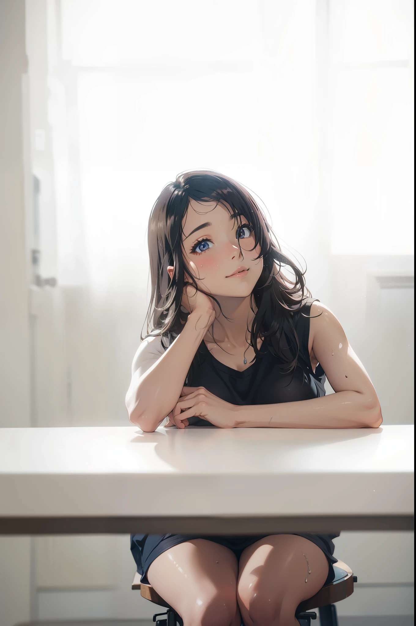 (extremely detailed CG unity 8k wallpaper), (masterpiece), (best quality), (ultra-detailed), (best illustration), (best shadow), (absurdres),
BREAK
girl, sweat, steam, medium breast, nsfw, shy, looking at viewer, light smile,