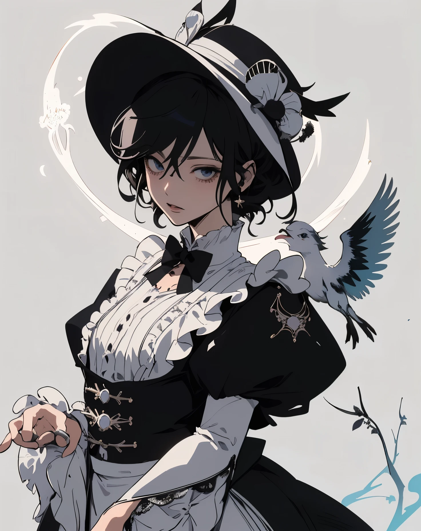 Adult girl in a white hat, inspired by Okumura Masanobu, dressed in a frilly ((ragged)), highly detailed exquisite fanart, inspired by Yukihiko Yasuda, delicate androgynous prince, beautiful androgynous prince, inspired by Yamagata Hiro, inspired by amano, pixiv style