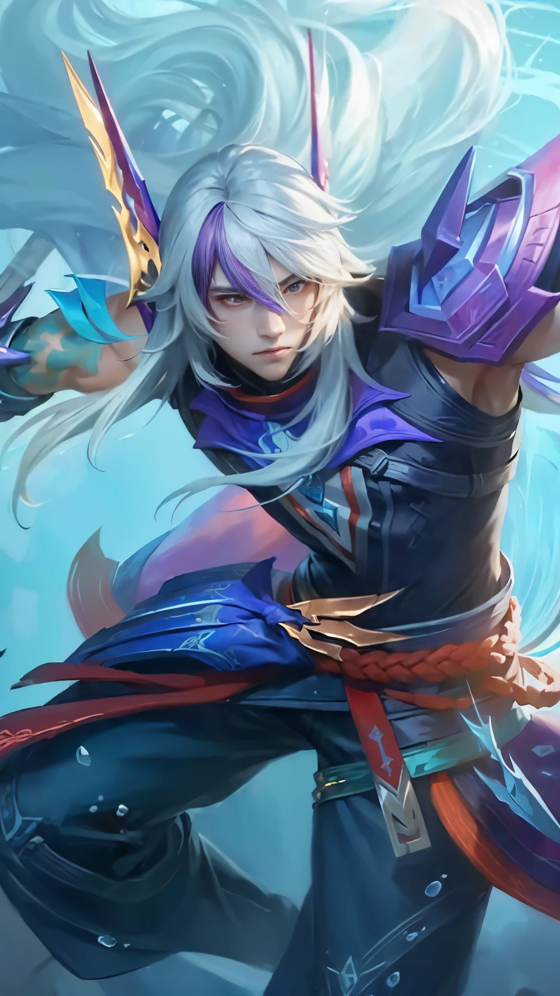 (Masterpiece:1.4), (best quality:1.2), enduring sword talon, 1boy, male focus, black hair, long hair, japanese clothes, hair ornament, black eyes
