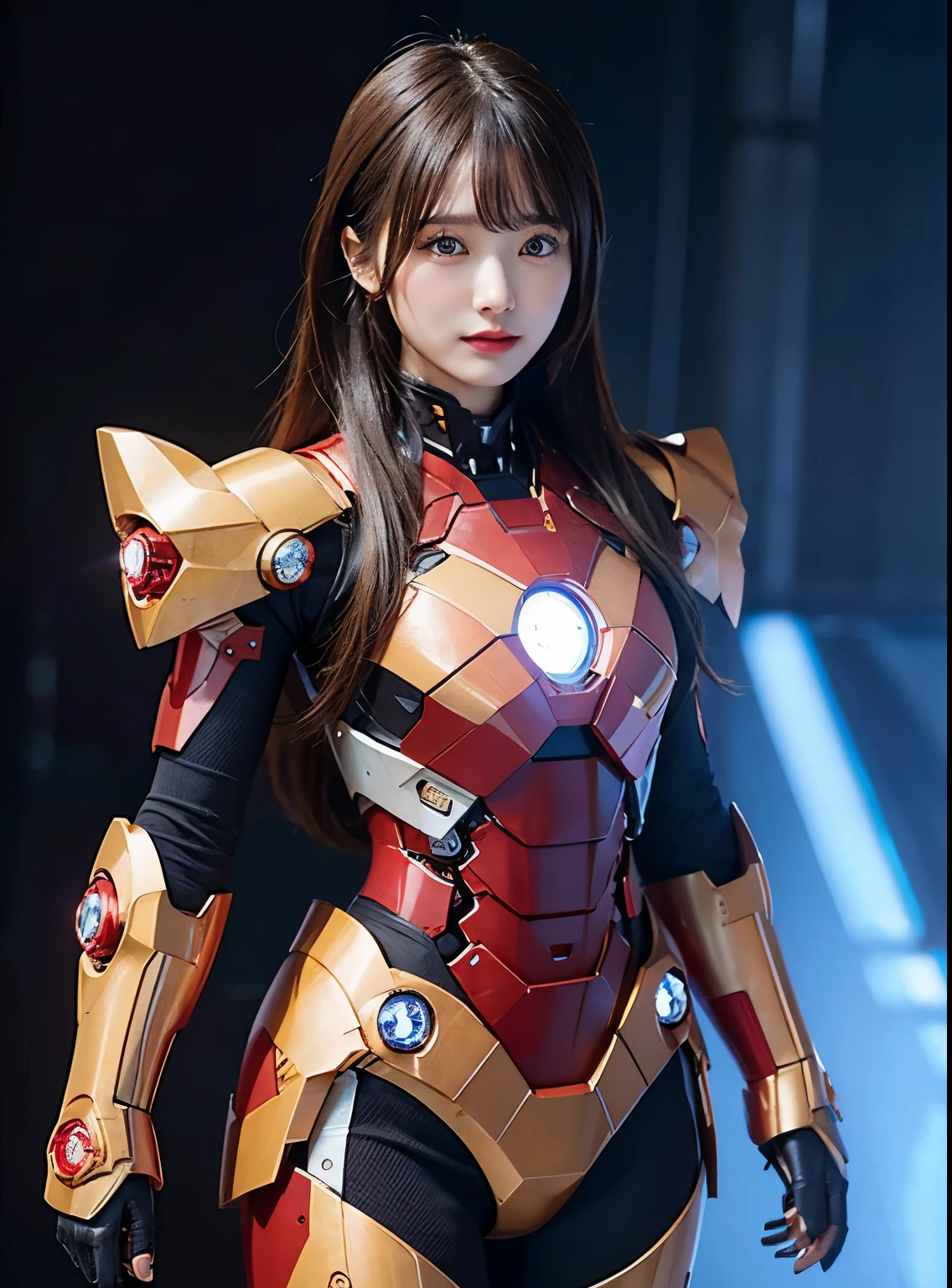  Super detailed, advanced details, high quality, 最high quality, High resolution, 1080P, hard disk, beautiful,(Iron Girl),beautifulサイボーグの女性,Mecha cyborg girl,battle mode,Mecha body girl,She wears an Iron Man mech,full body shot