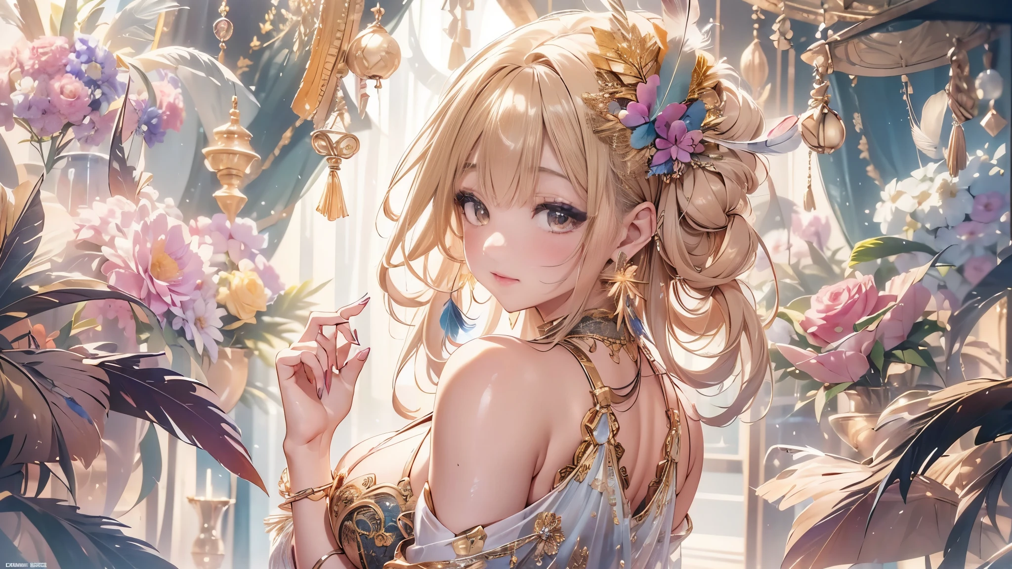 去最高のmasterpiece、beautiful美しさ, 3D two-dimensional, rich, blonde, skirt, stockings, high heels, star、(Highly detailed CG Unity 8K wallpaper),(masterpiece), (最high quality), (Super detailed), (best work),(best shadow), (sharp eyeliner, eye shadow, fine eye:1.1), (超High resolution,realistic,最high quality,realistic),(8K,RAW photo,最high quality,マstarプル),mature woman、sensual curves、huge breasts、thighs、bubble、お尻のmasterpiece, 最high quality, Super detailed, full body shot, mature woman, beautiful mature woman, nightgown and underwear, enchanting smile, thick lips, Chubby lips, blush, looking at the viewer, provocative expression, beautiful髪型, cleavage, Plump、curvy hips、attractive face、sexy lingerie、an inviting gaze、Expression of emotions、Lewd underwear、(((erotic see-through lingerie set)))、Standing position、gorgeous accessories 、big breastsの女性, bare shoulders, golden hair, colored feather, metal ornaments, colored flowers, particle, light, (masterpiece, 最high quality, 最high quality, official art, beautiful and aesthetic:1.2), (1 girl:1.3), very detailed,(fractal art:1.1),(colorful:1.1)、(flowers:1.3),most detailed,(zentangle:1.2), (dynamic pose), (abstract background:1.3), (shiny skin), (lots of colors :1.4), ,(earrings:1.4), (feather:1.4),masterpiece, 最high quality, Super detailed, 30~40 years, full body shot, beautiful 、various hairstyles,gold headband,plump breasts,beautiful butt,greek clothing,Tulle covers the breasts,perfectly proportioned, detailed clothing details,marble,god statue,cinematic lighting, film grain, 8K, masterpiece, Super detailed, high detail, high quality, High resolution,(((NSFW:1.2)))、exposed chest、Openwork decoration,(((see through dress)))、(((解剖学的に正しいbody))) , 最high quality, Super detailed, (((Lewd underwear)))、raise your butt, from below, (((R-18)))、Hakari、thighs, big breasts, Are standing, cowboy shot, blush, (((1 girl))), (masterpiece:1.3), (High resolution), (8K), (very detailed), perfect face, Nice eye and face, (((最high quality))), (Super detailed), detailed face and eye, (alone), High resolution、beautifuleye,(((sexy pose)))、(((整ったbig breasts)))、((beautiful eye))、luxury、(((超High resolution)))、(((detailed description)))、(((ぽっちゃりbody型)))、(((解剖学的構造に一致したbodyの部位)))、beautiful長いまつ毛、バランスのとれたbody型,Legs and arms are just the right size、Fishnet tights、glamorous、(((Clear white and black eye)))、lipstick、Sparkling、(Undistorted face, eye, body)、jewelry、gem、(長くカールしたbeautifulまつ毛)、(((バランス良いbeautiful胸)))、(transparent, Exquisite skin:1.2)、(((完璧なglamorousボディー)))、actress face、Super beautiful、cute smile、Healing beauty、Flower shower、完璧なeye、realistic depiction、super sexy、shiny、glamorous、double eyelids、Good dark compensate、compensate、ぼやけていないeye、(((Plump face)))、cute face 、(((Shiny and glowing skin)))