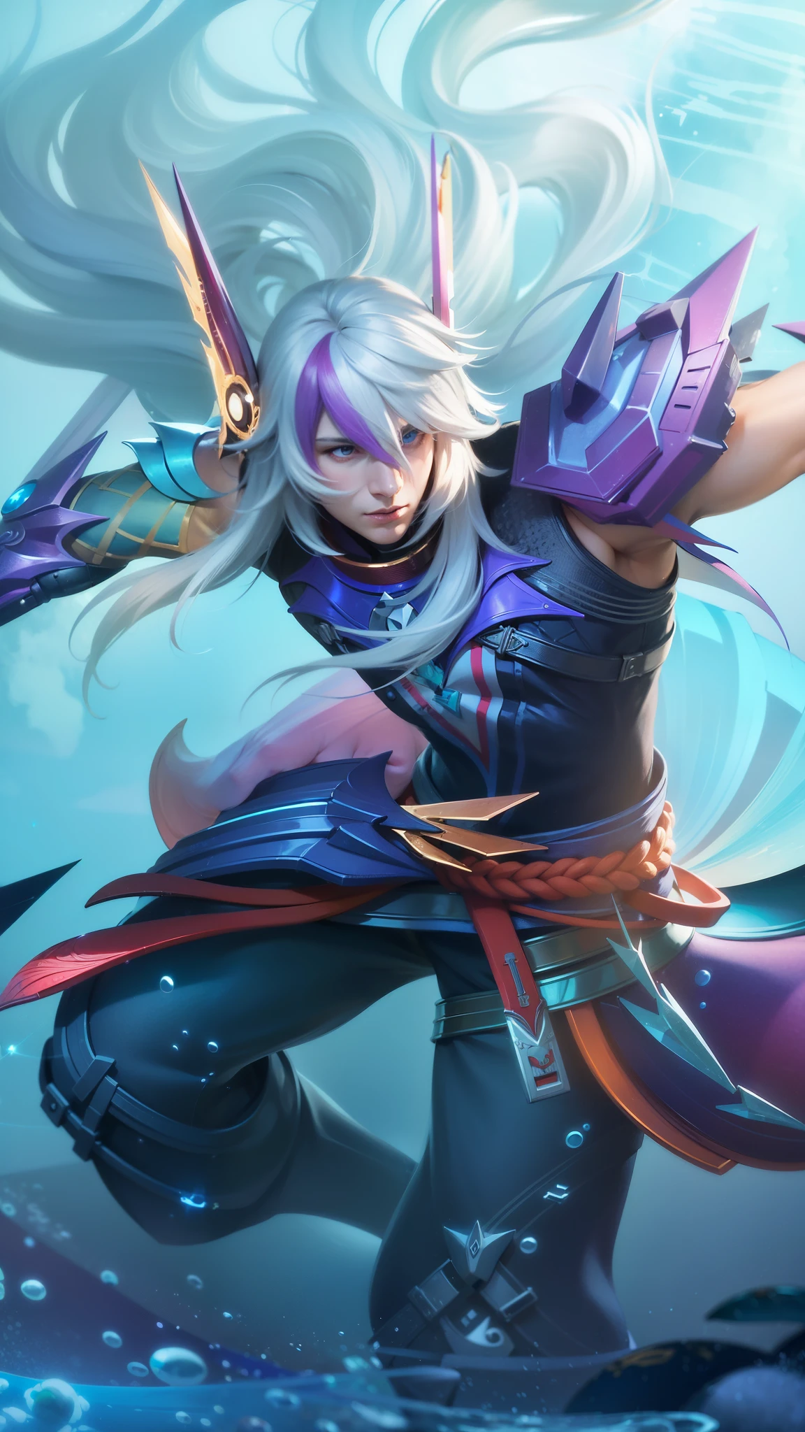 masculine male, masterpiece, ((perfect eyes)) best quality, (semirealism:1.9), beautiful lighting, (extremely detailed CG unity 4k fhd wallpaper), High Detail, Sharp focus, dramatic outdoors, 1 boy ,30 years old, white long hair, red eyes.