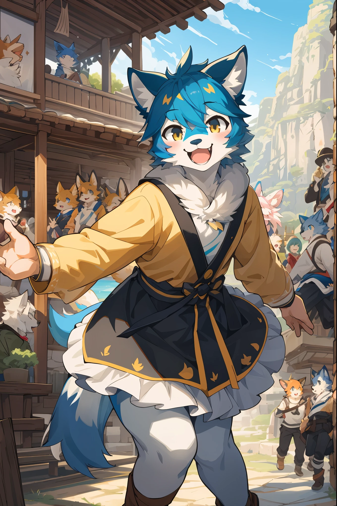 cover_page, super high resolution, detailed background, World Heritage Site, 6+boys, 6+girls, Happy, joyful, absurdres(Photos of solo travelers)(kemono, furry anthro),