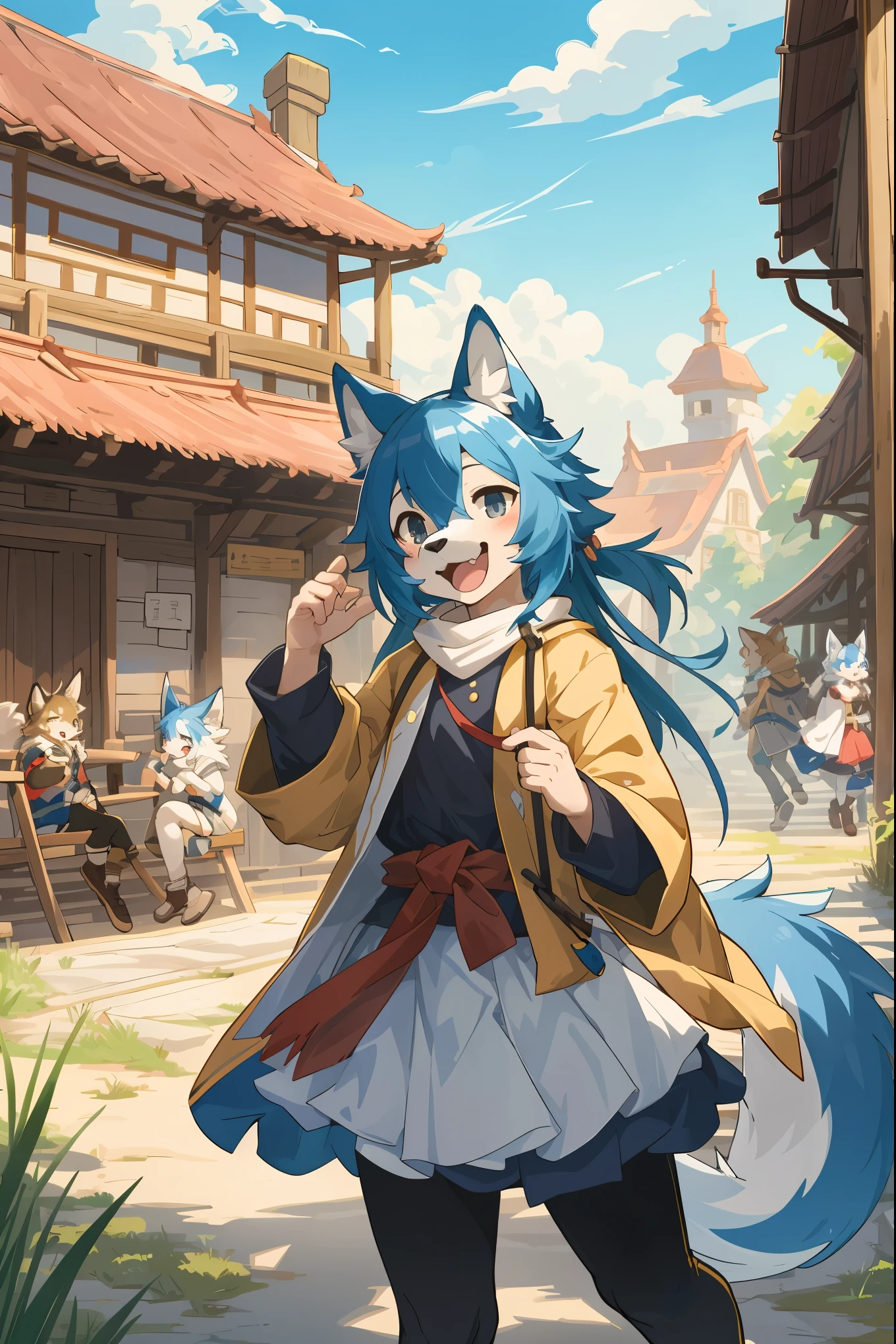 cover_page, super high resolution, detailed background, World Heritage Site, 6+boys, 6+girls, Happy, joyful, absurdres(Photos of solo travelers)(kemono, furry anthro),