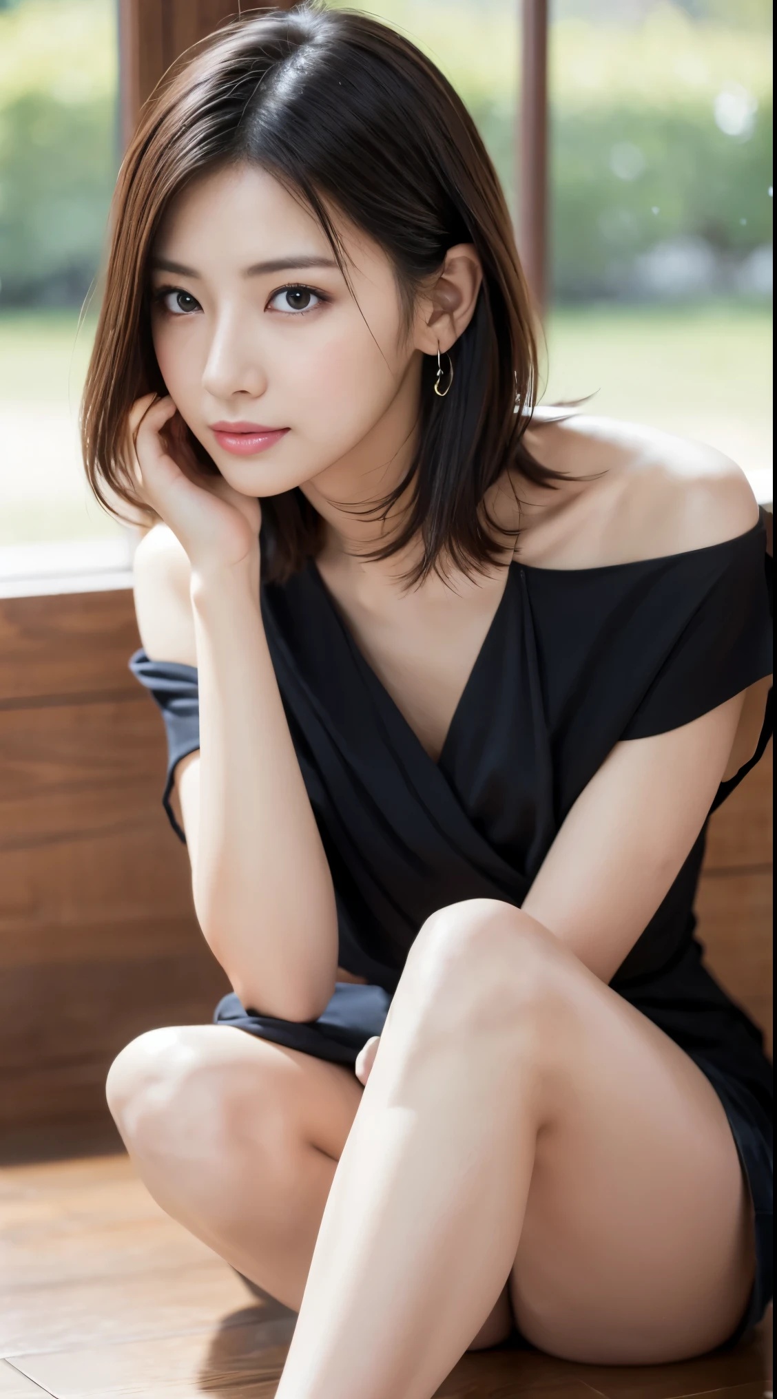 (((32K,very high res, high detailing, highly accurate,Masterpiece Girl 1:1.5))),Raw photo & realistic atmosphere,beautiful dark blue eyes,Detailed mouth,Glossy lips,Detailed eyebrows,Soft white skin that shines with every detail,,Eyes drawn in detail、Very beautiful eyes with azure eyes,Detailed lips、Very beautiful face,Very well-formed face、Lifelike face,shiny beautiful lips,Beautiful eyebrows,Infinite reality,Best design,(Insanely cute Japan 16-year-old high school girl,,Beautifully shaped breasts,Very cute beautiful girl,Little Girl,Healthy body,Outstanding style:1.5),Best Natural Makeup,Japanese ido,Korean Idols,Young sensual idol,Moist eyes,Dark Beautiful Deep Eyes,Beautiful butt,beauty legs,,camel's foot,:1.3),超A high resolution、,Natural and realistic face,Back lighting,Pure eyes are too cute,(((photorealisim,Photograph the whole body))),,Reality Live Action,(Fashionable earrings,,a necklace,A bracelet,gyuru,Glossy nail art,Women's Teens Street Winter Casual Fashion,Down coat,Black pants,white shoe,Hats,Calm and fashionable girl,light brown hair,short-hair,Ear Hair,独奏,little smiling,full body Esbian,Show full-body fashion,sitting cross-legs,Show me your white shoes, Only beauty young cute 15 year old girl,A rather petite and very cute 15-year-old girl:1.7),Night in Shibuya
