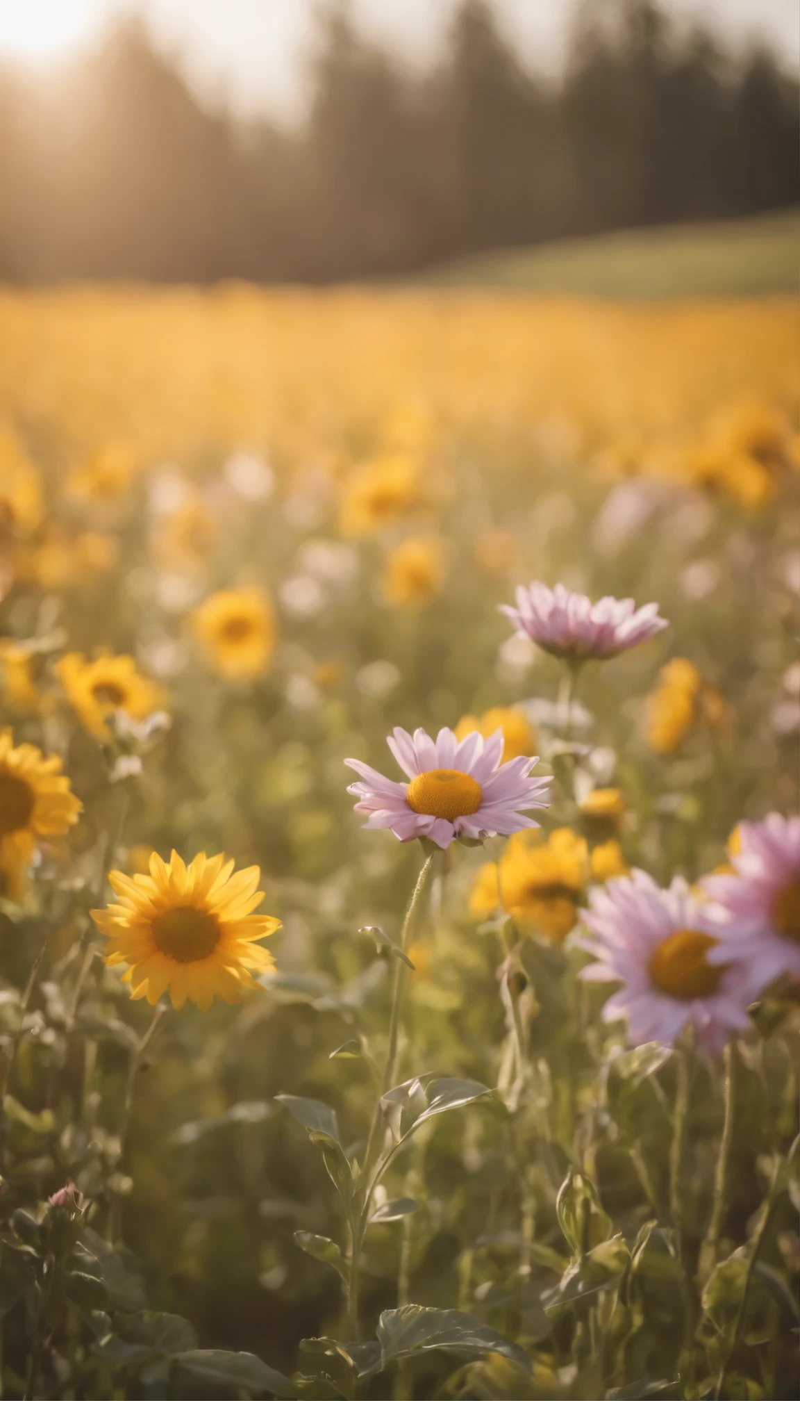 sunny morning in the flower field