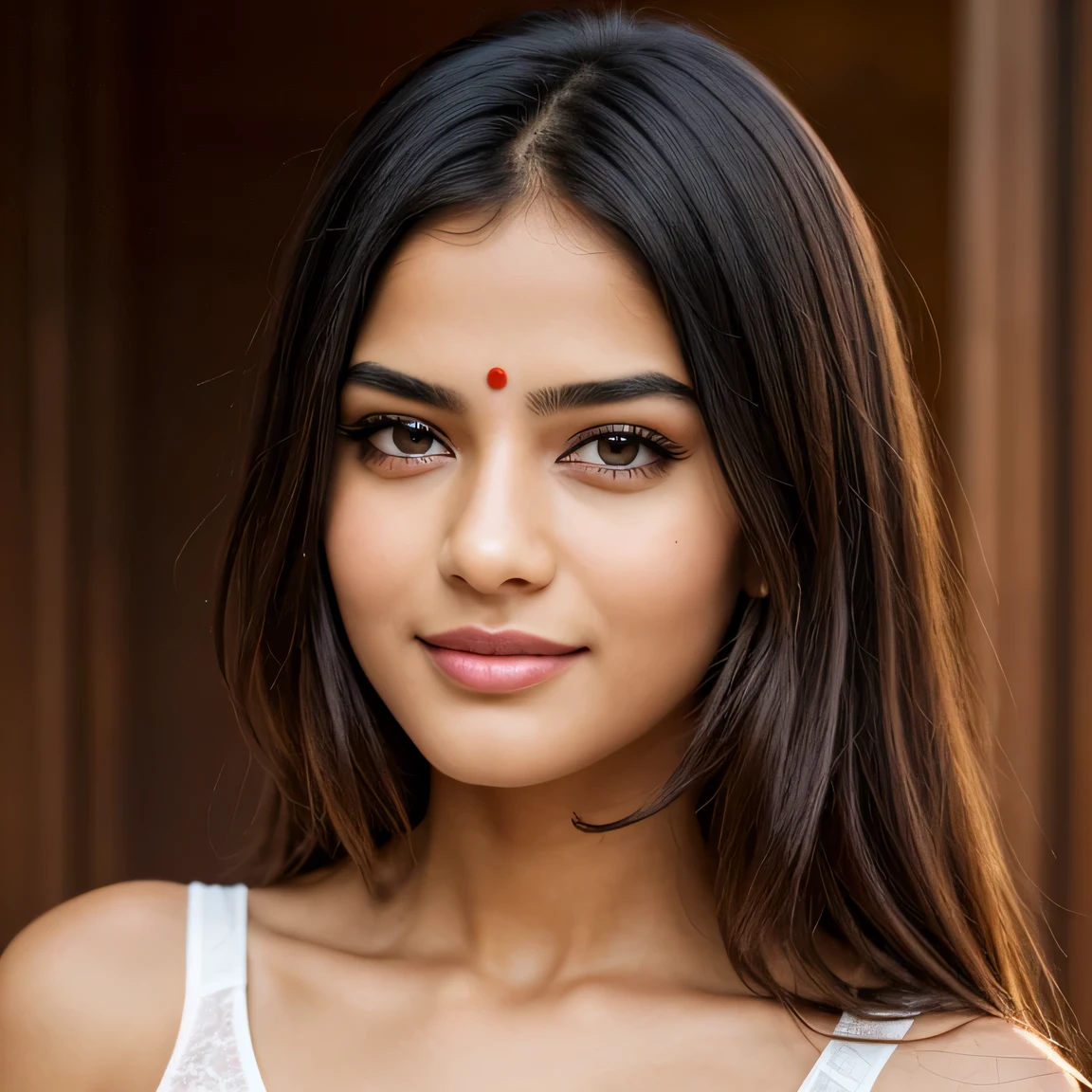 Indian Girl, Ultra-Realistic Indian Face, Ultra Clear Face, Hyper-Realistic Indian Face, Restored Face, Loud Laughing, Big Large Eyes, Ultra Clear Eyes, Blue color lens, Sharp Nose, Pointed Nose.