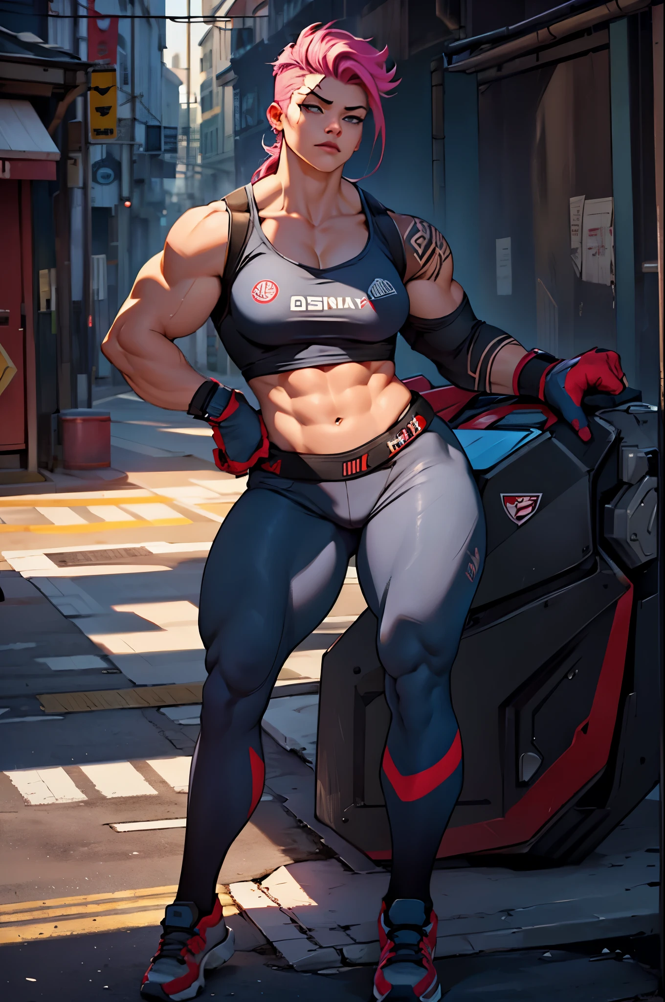 (masterpiece, highest quality), face close up, intricate details, 1 girl, (((muscular))), anger, Shame, zarya,