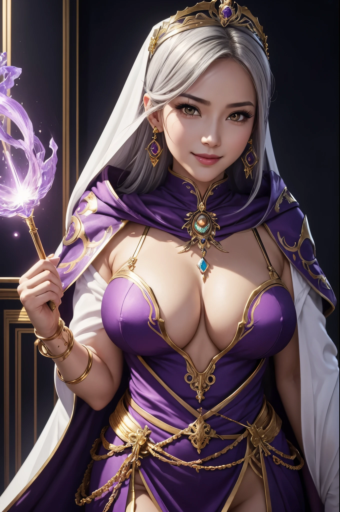 8K,白いドレスを着て金色のwing根を持つ女帝の女神, mature goddess with very big breasts,Super beautiful(Like the real thing)super realistic skin,sexy goddess costume,beautiful long white hair,Delicate and detailed golden decoration,fan art best art station, up to the model | types of bacteria, beautiful fantasy empress, types of bacteria. Highly detailed ArtGerm, 2. 5d cgi anime fantasy artwork, Wallop and Lost Run, ((beautiful fantasy empress)), trending on cgstation, Los Tran and Wallop,big earrings with red gems,very kind smile,very large firm breasts,,A mature motherly goddess,look at the audience,golden eyes,goddess of beauty,8K,超realistic,(table top, highest quality) Daniela Dimitrescu, 1 female, gray hair,Super beautiful(like the real thing),looking for at Viewer, open your mouth, silver hair, background,very big breasts,golden eyes, Macho with muscular slender body,black and purple gorgeous outfit,cleavage, skin that looks real,jewelry, bright purple rouge,looking for, flower, wing, teeth and fangs, hood, necklace, cape, good, compensate, bug, lipstick, inside the black cave, precious stones, white skin, veil, hood up, realistic, black lips,ultra high resolution,Purple Flame(Purple effect),very big breasts,rich colors, Backlight, cinematic lighting, film grain, to be born, 50mm lens, Nikon D850,realistic skin,golden eyes,highest qualityのフォトリアリスティックなRAW写真。Bright colors,perfect woman image,big breasts closeup,whole body,Having a book,perspective from above,
