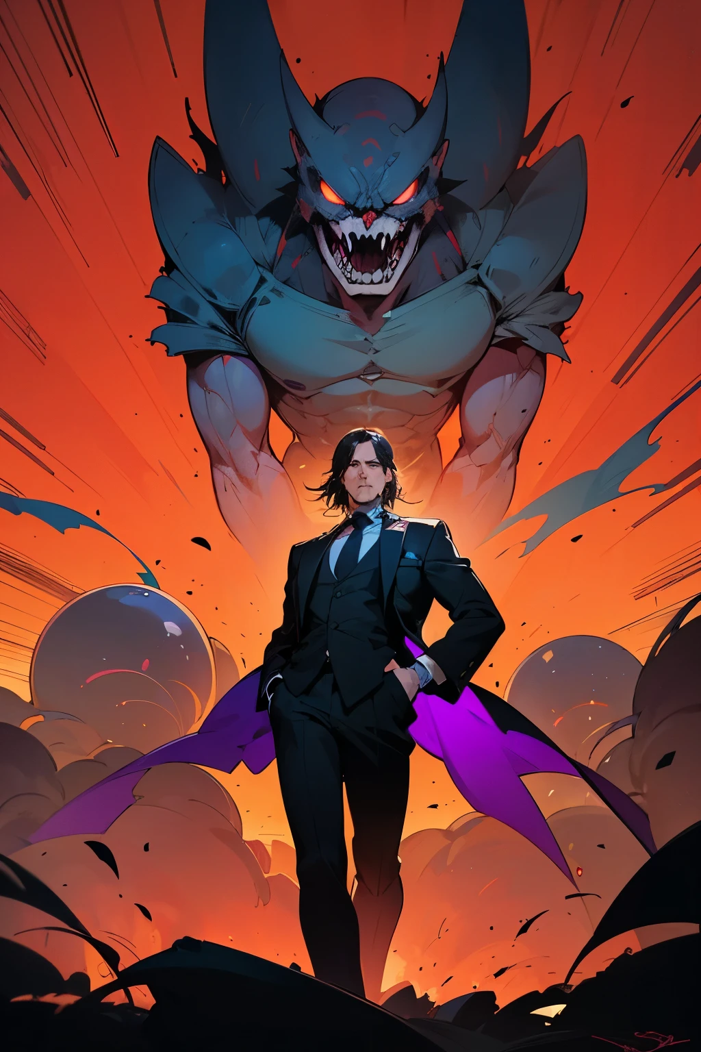 John Wick transforms into an animated film, brilliantly crafted in the vibrant style of Akira Toriyama. The perspectives are dynamic and full of life, transporting viewers into the 80's tone of this action-packed adventure.
John Wick, with his sharp features and tenacious spirit, stands proud against a backdrop of vivid colors and intricate details. His iconic suits are adorned with intricate patterns, creating a striking contrast against the animated background. The cityscape comes alive with neon lights and bustling activity, setting the stage for an epic showdown.
John's signature weapons are no exception, animated to exude an air of menacing power.