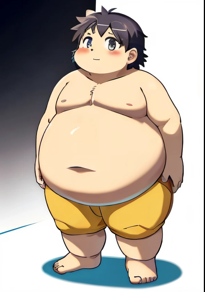 alone，male，chubby，Fat minora，Shirtless， alone， detailed， high resolution，， masterpiece，Excessive obesity，Obesity in the extremities，correct body proportions，overweight，Shibayama Junpei，mankind