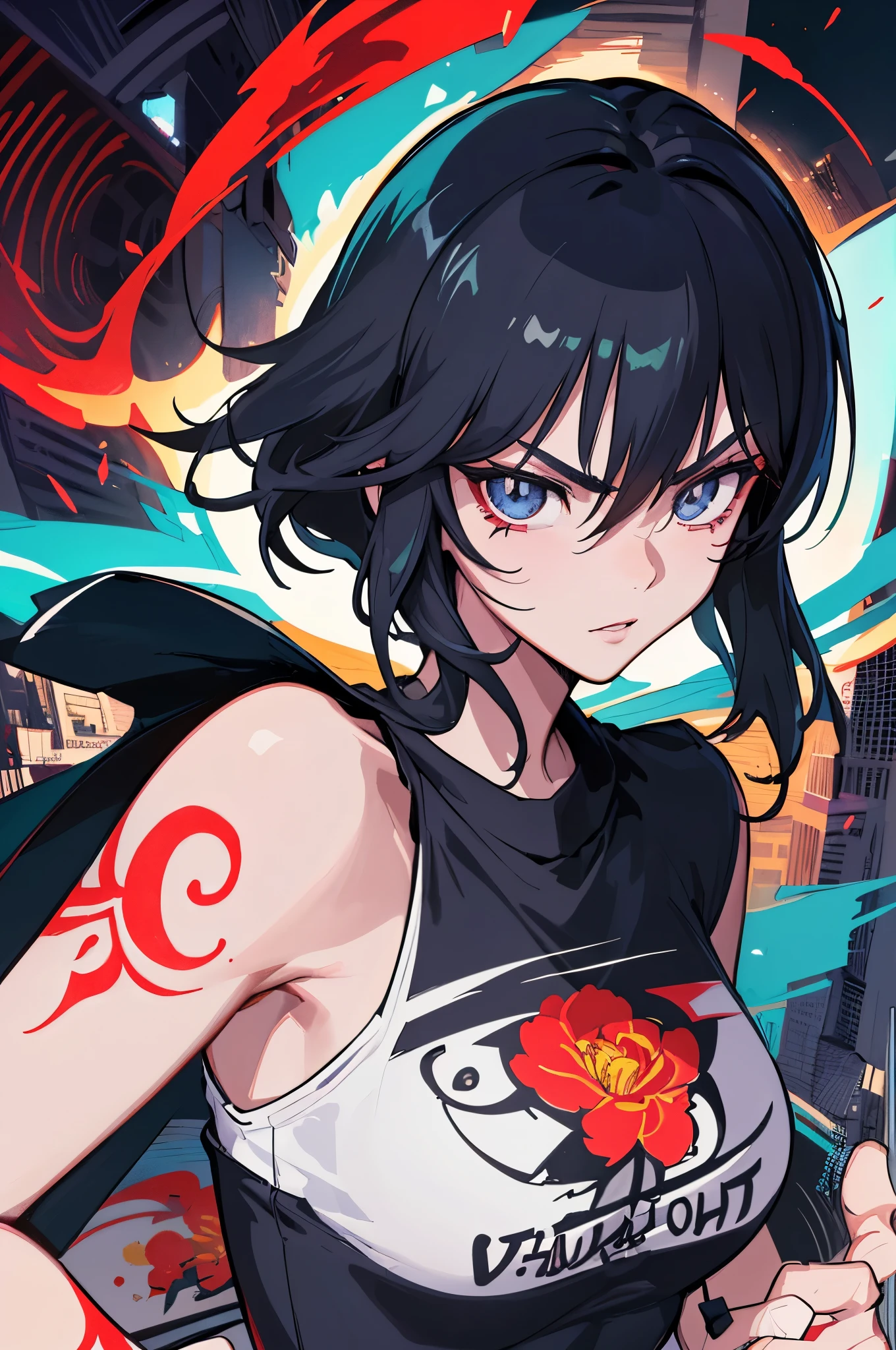 :: comix style ryuko hikari ::2.9 style ::2.0 comix illustration style ,digital illustration of beautiful male character in toh-yasu drawing style illustrator, anime style, body with futuristic tribal tattoo style designs in dragon shape, serious face and ultra detailed artwork, graffiti style destroyed city scenery with camera focus, (beautiful and clear background:1.2),,((sofía vergara beauty)), ( detailed eyes and detailed face:1.3), (t-shirt or dress:1.3), (beautiful and clear background:1.2), (extremely detailed, ultra-detailed, best shadow:1.1),bare shoulders, flowers and petals, , (white background:0.5), (illustration :1.1), (extremely fine and beautiful boy:1.1), (perfect details:1.1)