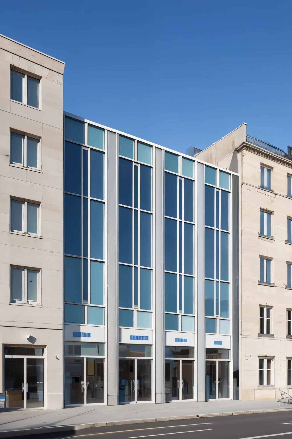 Create an image: A front external view of a modern school with photorealistic quality and white lighting. Absent background. French architectural style, bearing the name "School of the Future" on its facade, with blue letters and bold font. Upscaling 8x.

(8K, top-quality, masterpiece:1.2), (reallistic, Photorealistic:1.2), Modern architecture, (White lighting:1), Absent background, French style, (School of the Future:1), Blue letters, Bold font, (Detailed facade:1.5), Natural color, High contrast, Ultra-sharp edges, (Architect