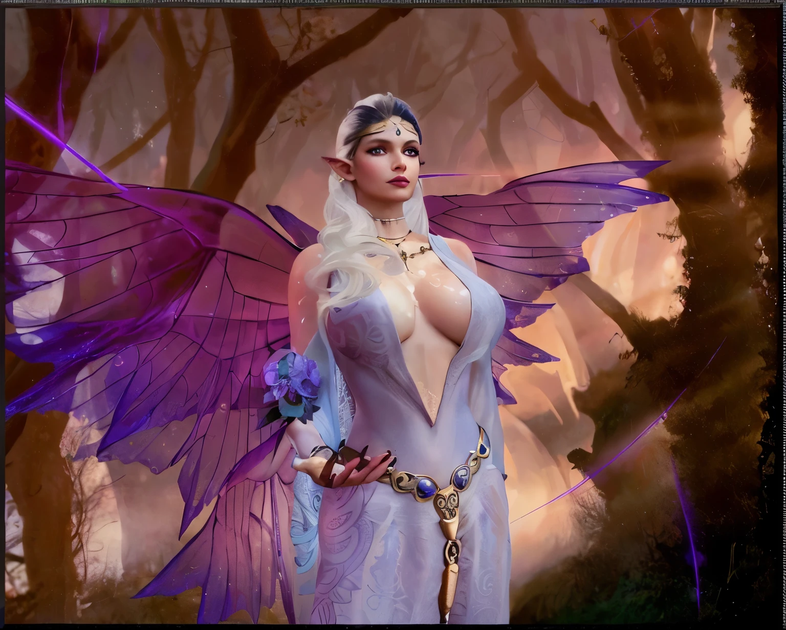 purple fairy with wings and a flower in her hand, fae priestess, exotic fey features, alluring mesmer woman, female lord of change, a beautiful sorceress, succubus | medieval, beautiful faery sorceress, beautiful succubus, succubus in sundress portrait, beautiful sorceress, hyperdetailed fantasy character