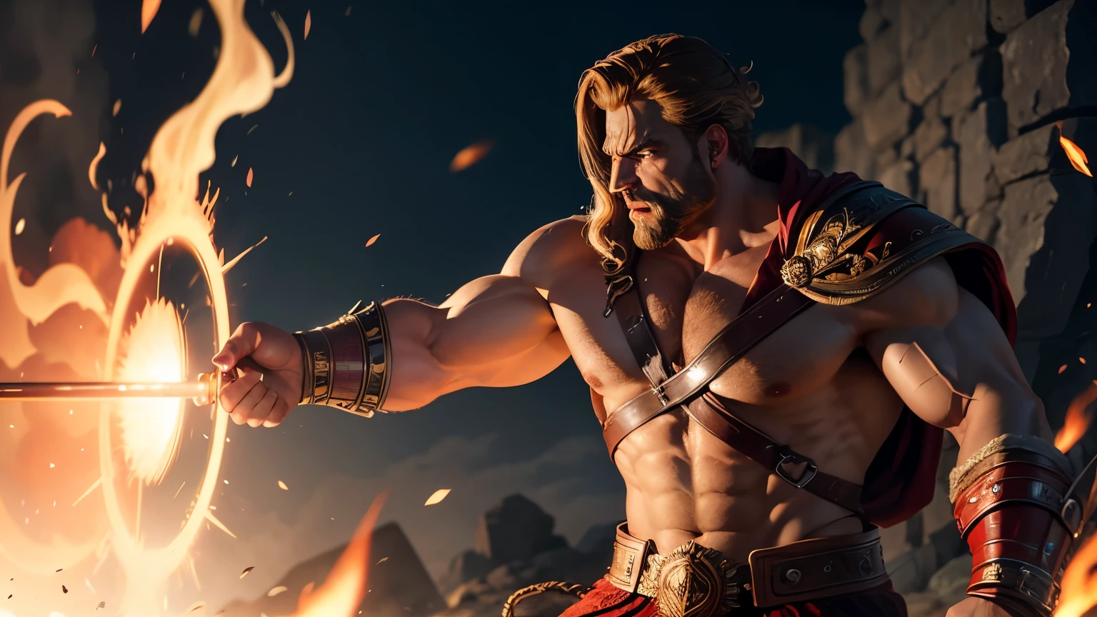 Achilles uses the fury of Ares, the Greek god of war. He concentrates his anger and his strength, and he enters his rage. becomes powerful, eyes red, rays come out of your body