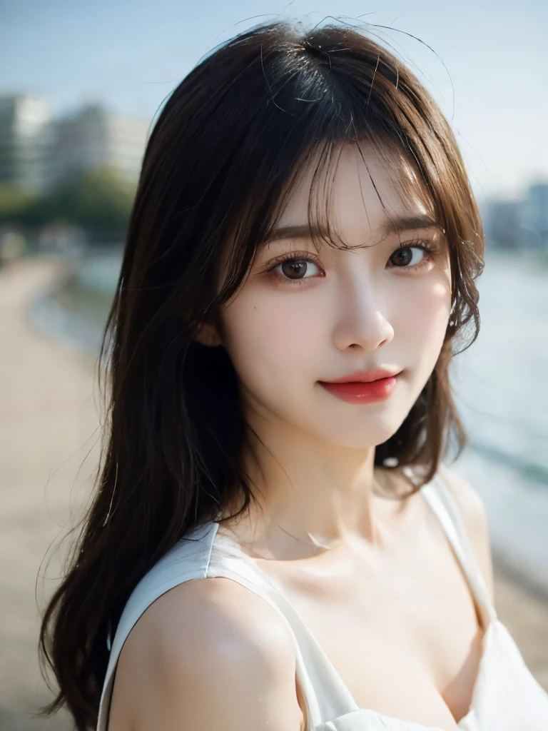 1 girl,, (white background), ((8K, born, masterpiece: 1.4)), (プロの写真撮Shadow, sharp:1.2), ((portrait shot)), perfect dynamic composition, (natural sunlight), (soft shadow), (perfect body:1.4, slim abs:1.2), ((Japan hairstyles:1.4, :1.2)), (straight long hair:1.4), Super detailed face and skin, perfect asian, white skin, (fine skin:1.3),(latex skin:0.4), (perfect shiny skin:0.6), Shiramori Ai, 同僚の学born, 27 years old, Fashion Model, ( white luxury dress), show cleavage, black hair, light brown eyes, beautiful eyes, round eyes, cute face, blushing face, natural lips,Moisturized lips, high nose bridge, glossy eyes, perfectly proportioned face, realistic moist skin, exquisite expression, smile slightly at the camera, looking at camera, exquisite expression, minimalist、highest quality,masterpiece,ultra high resolution,(reality:1.4),Original photo,cinematic lighting, 1 girl,Tyndall effect,light and Shadow,Shadow,
Beautiful face in every detail、realistic human skin、gentle expression、realistic、Photoreal、Sea beaches，and the sun was shining brightly,beautiful and detailed sky
