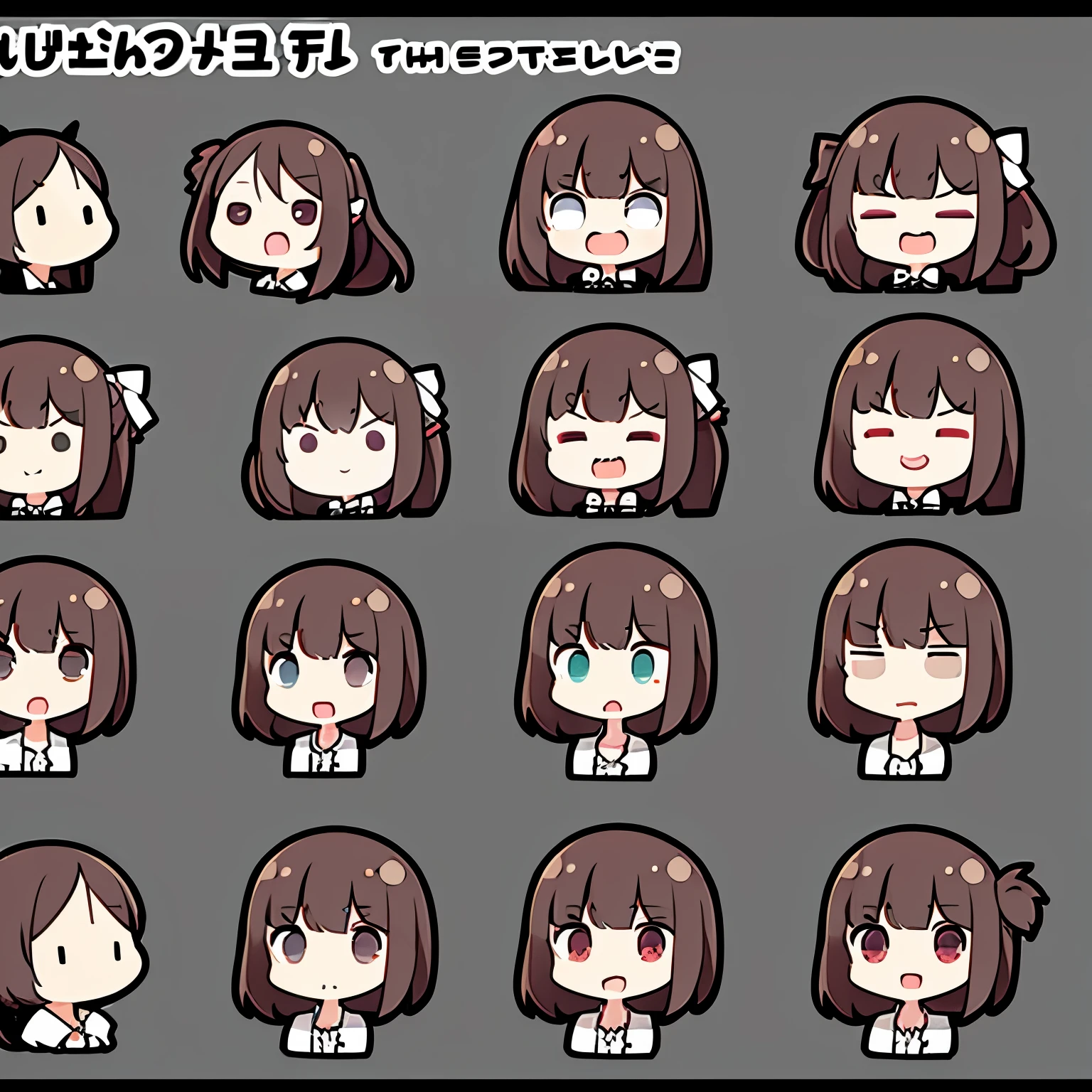chibi mouth different expression, character sheet 