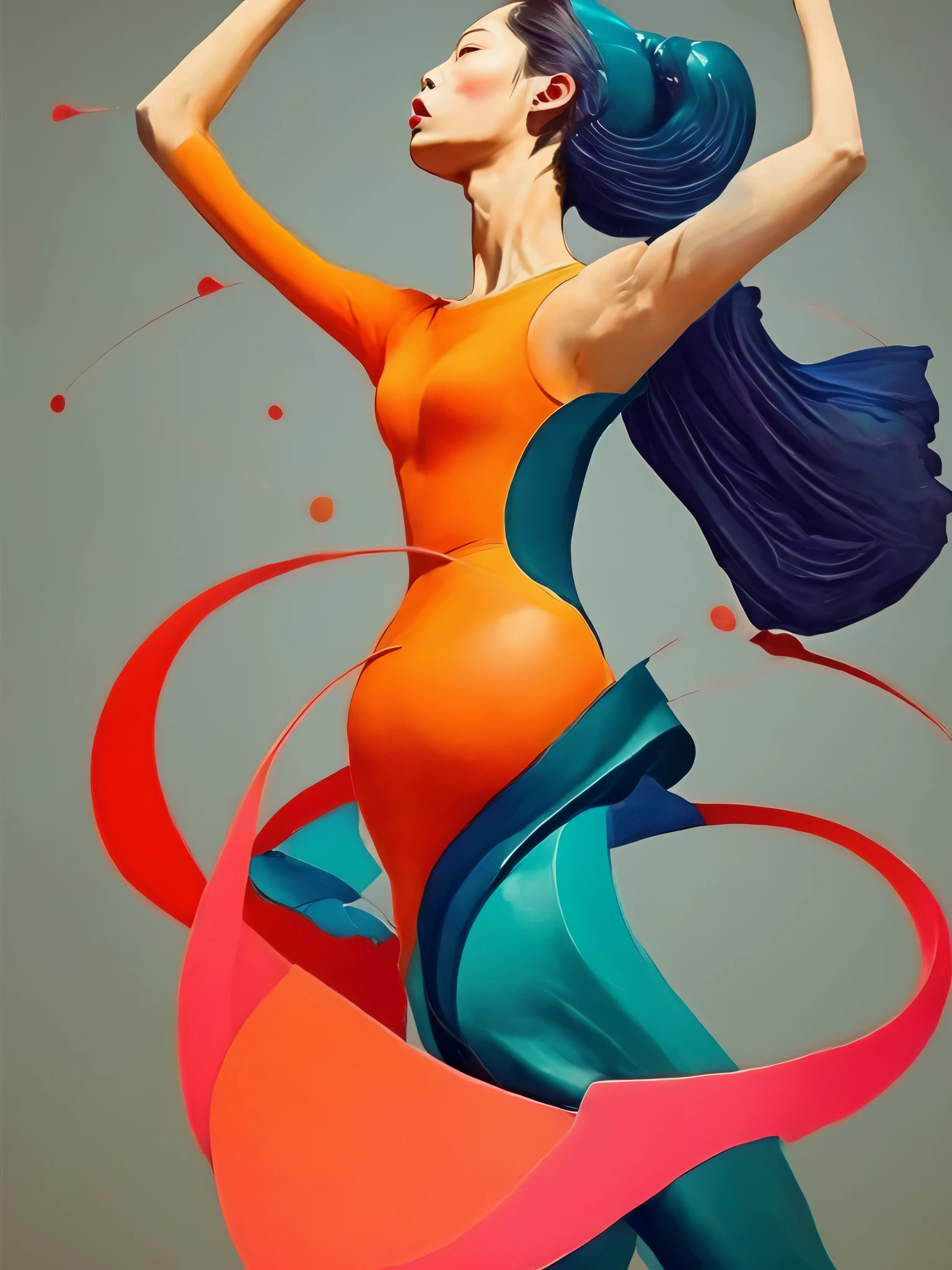 girl、Pose with movement、outstanding work of art、(A masterpiece of avant-garde art:1.6)