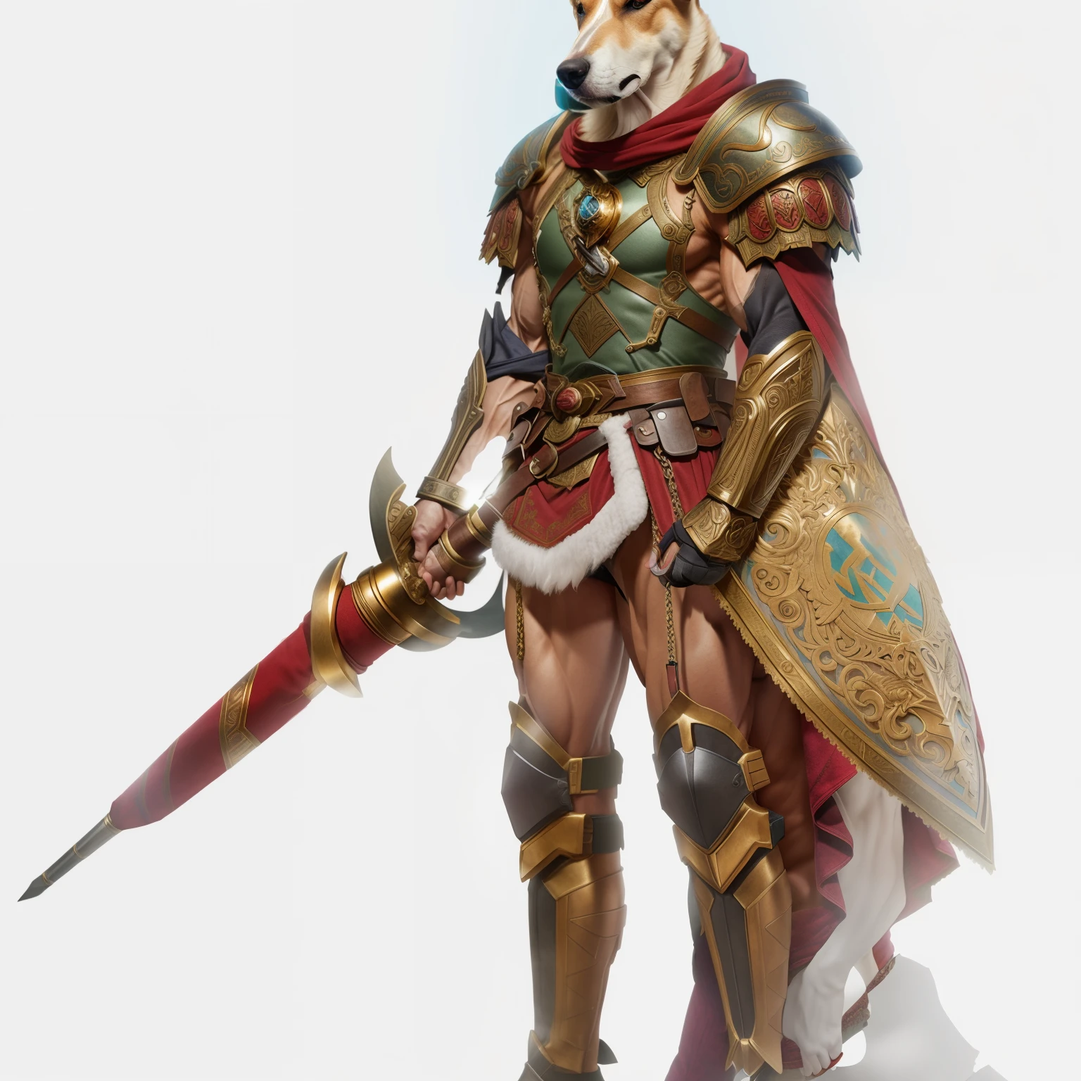 Dog-Headed Rider, muscle, God, the elder, epic reality, faded, (((human development report))), Super detailed, Normal, warm light, intricate details, muscle
